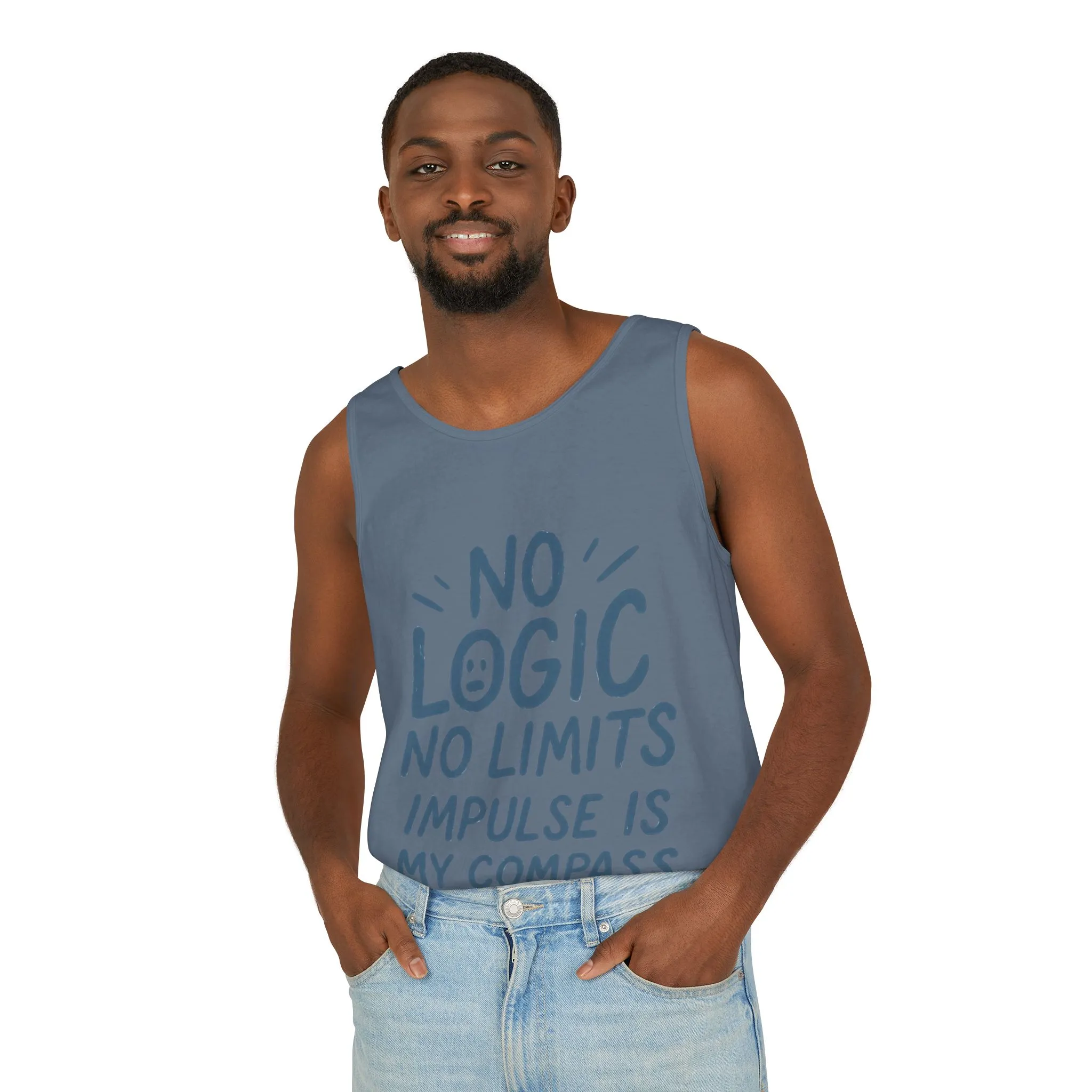 Funny Mens Tank Top, No Limits Impulse Quote, Relaxed Fit Tee, Casual Wear for Creatives, Gift for Artists Impulsive Style Shirt - Image 24