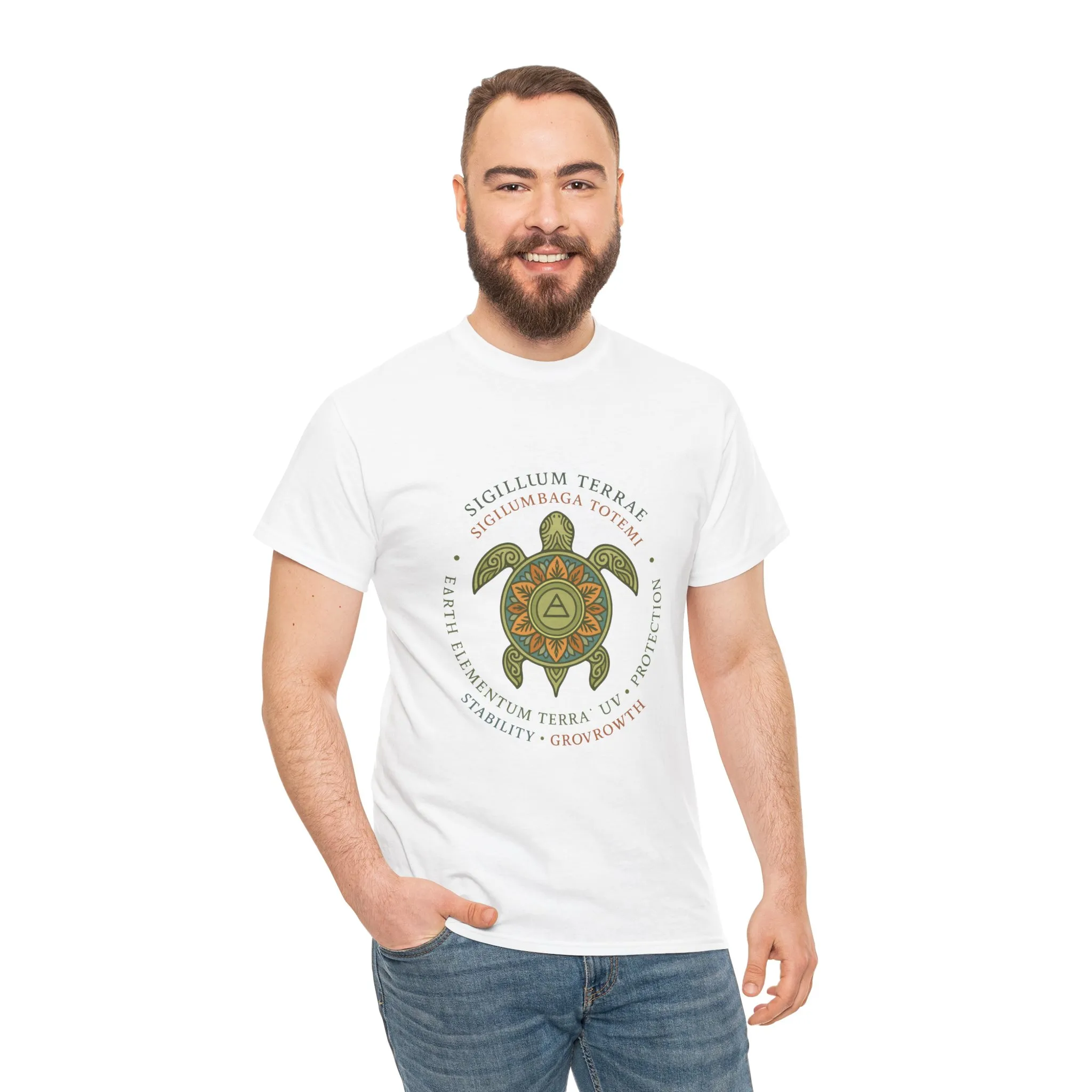 Earth Totem Turtle Unisex T-Shirt, Sigillum Terrae Symbol, Elemental Growth Unisex Tee, Spiritual UV Protection Shirt, Nature Symbol Gift - Image 4