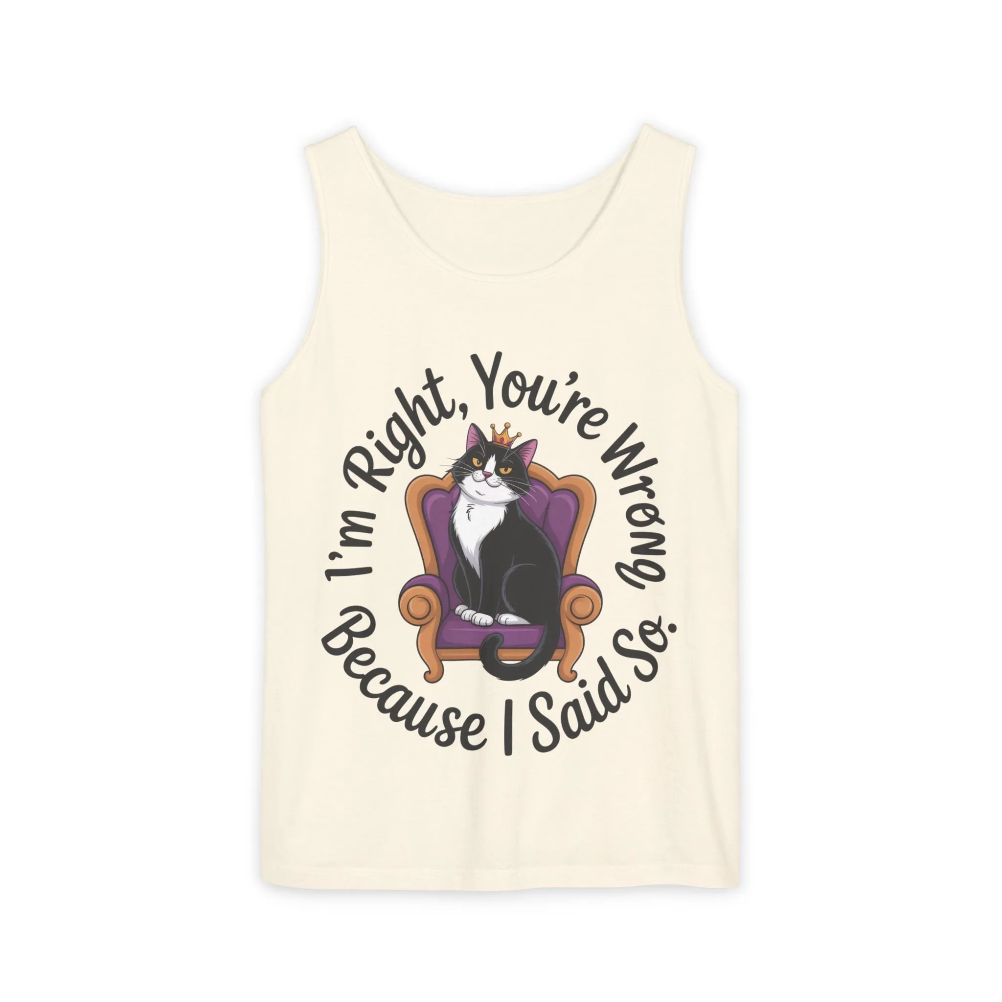 Funny Cat Queen Tank Top, Sassy Cat Graphic Tee for Women, Cat Mom Humor Tee Gift, Funny Graphic T-Shirt, I'm Right, You're Wrong Tee - Image 5