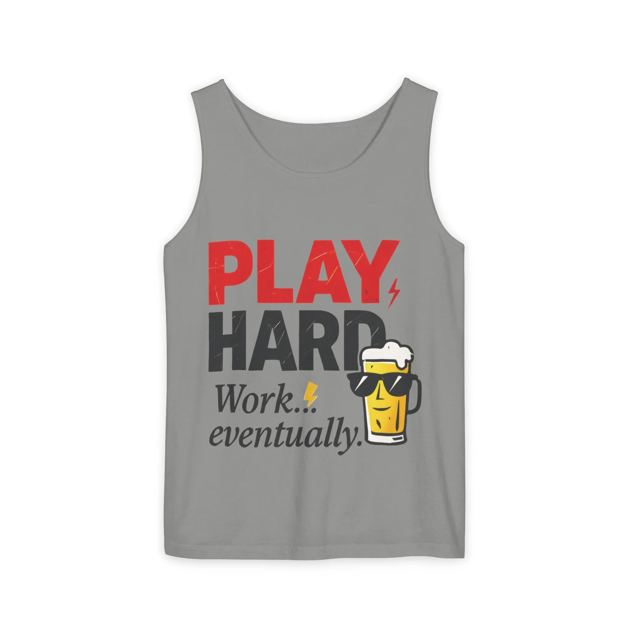 Casual Tank Top with Play Hard Print, Fun Summer Apparel, Gift for Dad or Friends, Beach Wear, Workout Top, Party Attire - Image 22