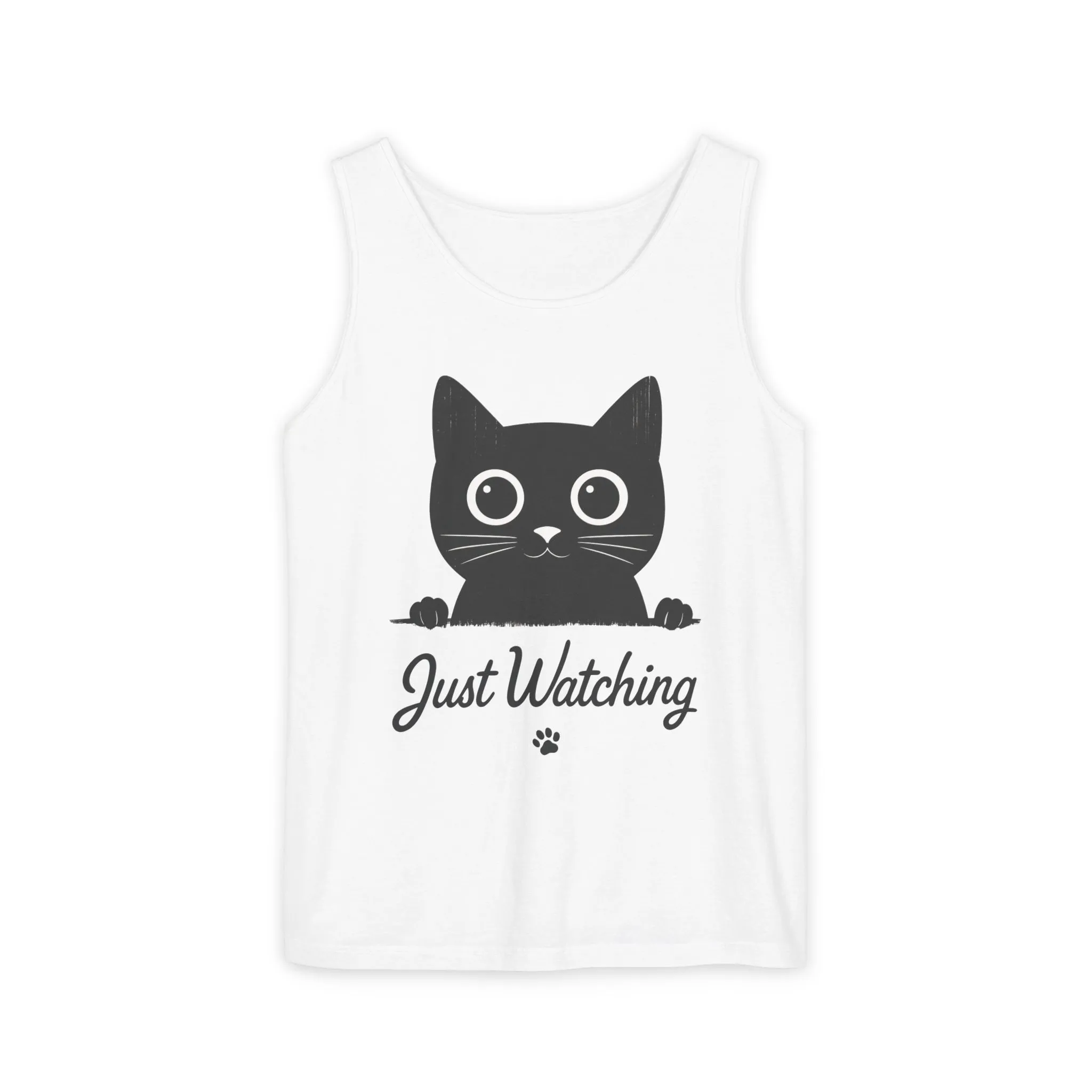 Just Watching Cat Womens Tank Top - Cute Black Kitty Sleeveless Shirt - Funny Summer Cat Lover Gift, Summer Beach Wear, Pet Themed Apparel - Image 2