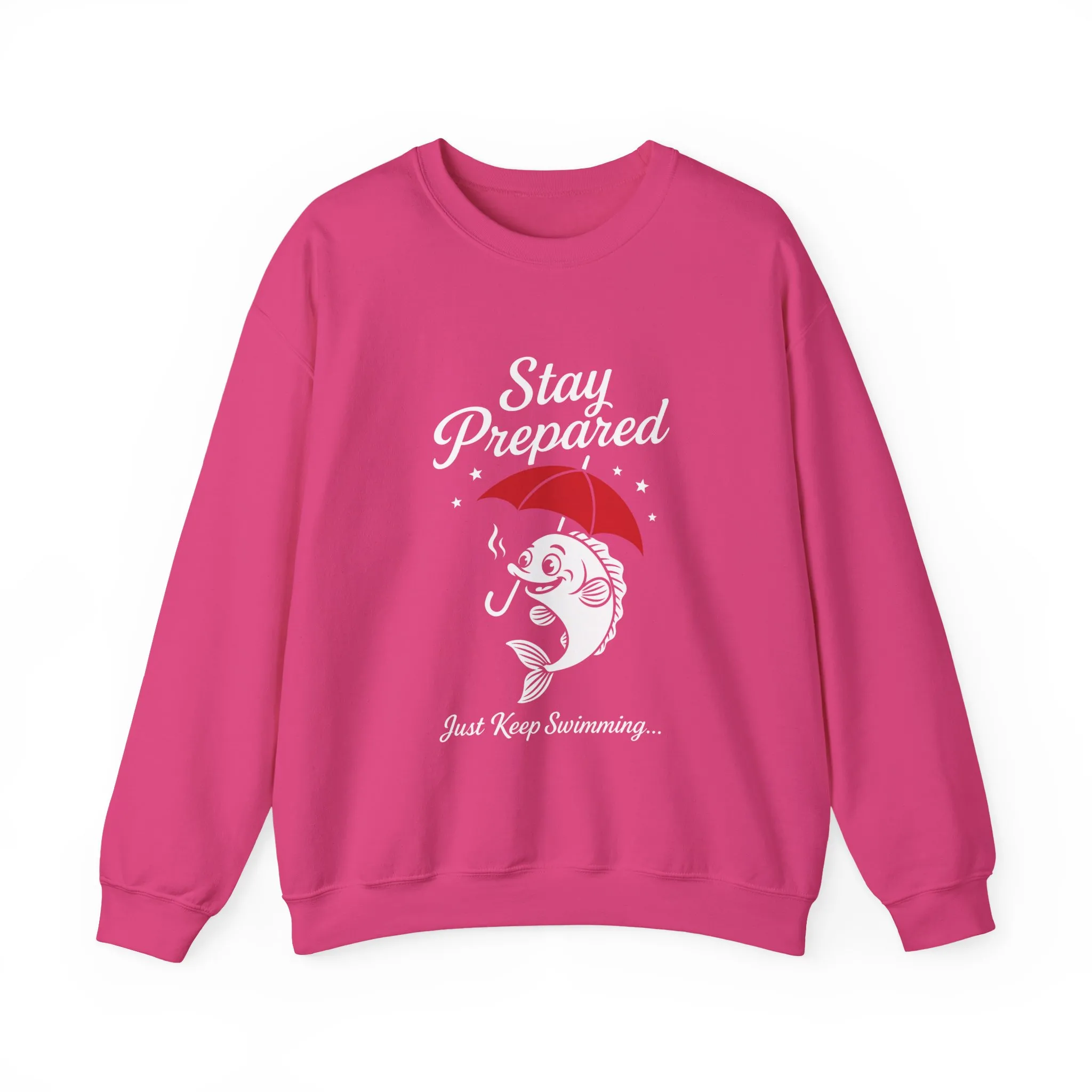 Funny Fish Womens Crewneck Sweatshirt - Stay Prepared Just Keep Swimming Nautical Pullover - Cozy Positive Gift, Fishing Humor - Image 22