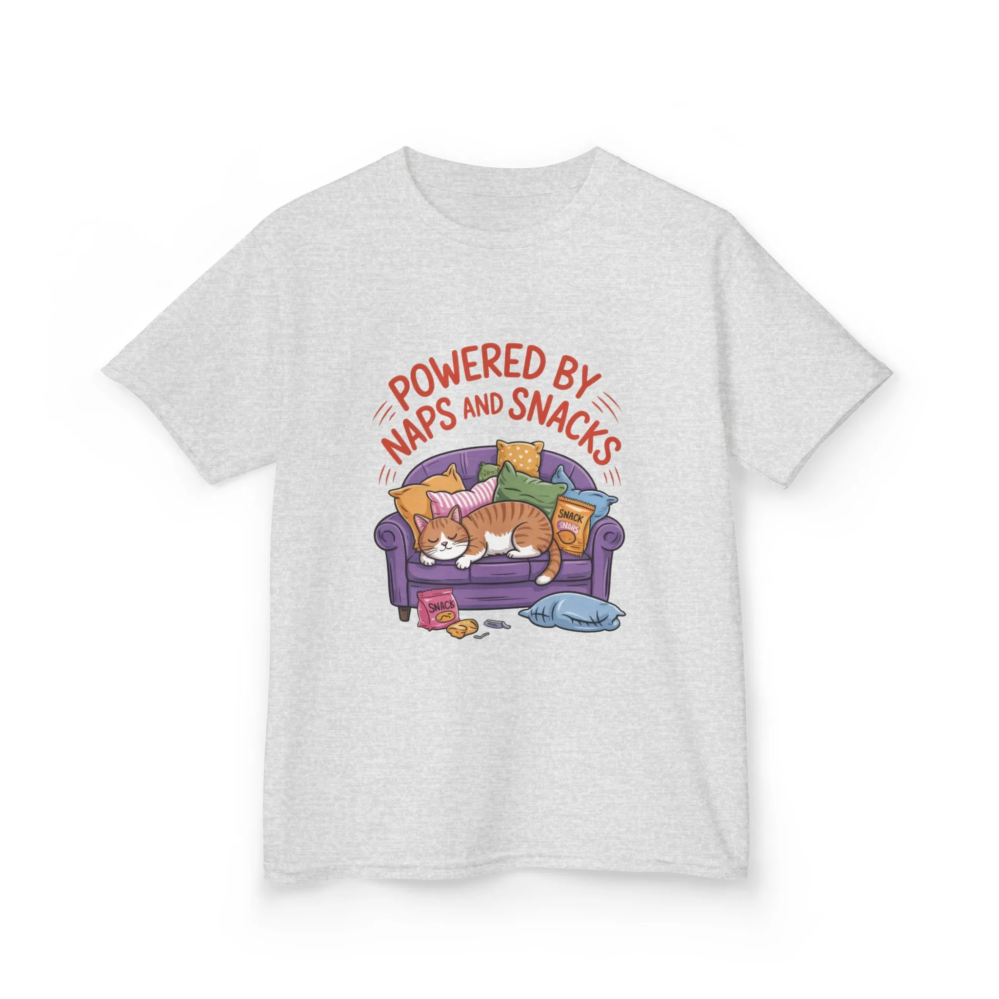 Kids Powered by Naps and Snacks Tee, Funny Kids T-Shirt, Cat Lover Gift, Birthday Present, Cute Cotton Tee, Everyday Wear - Image 5