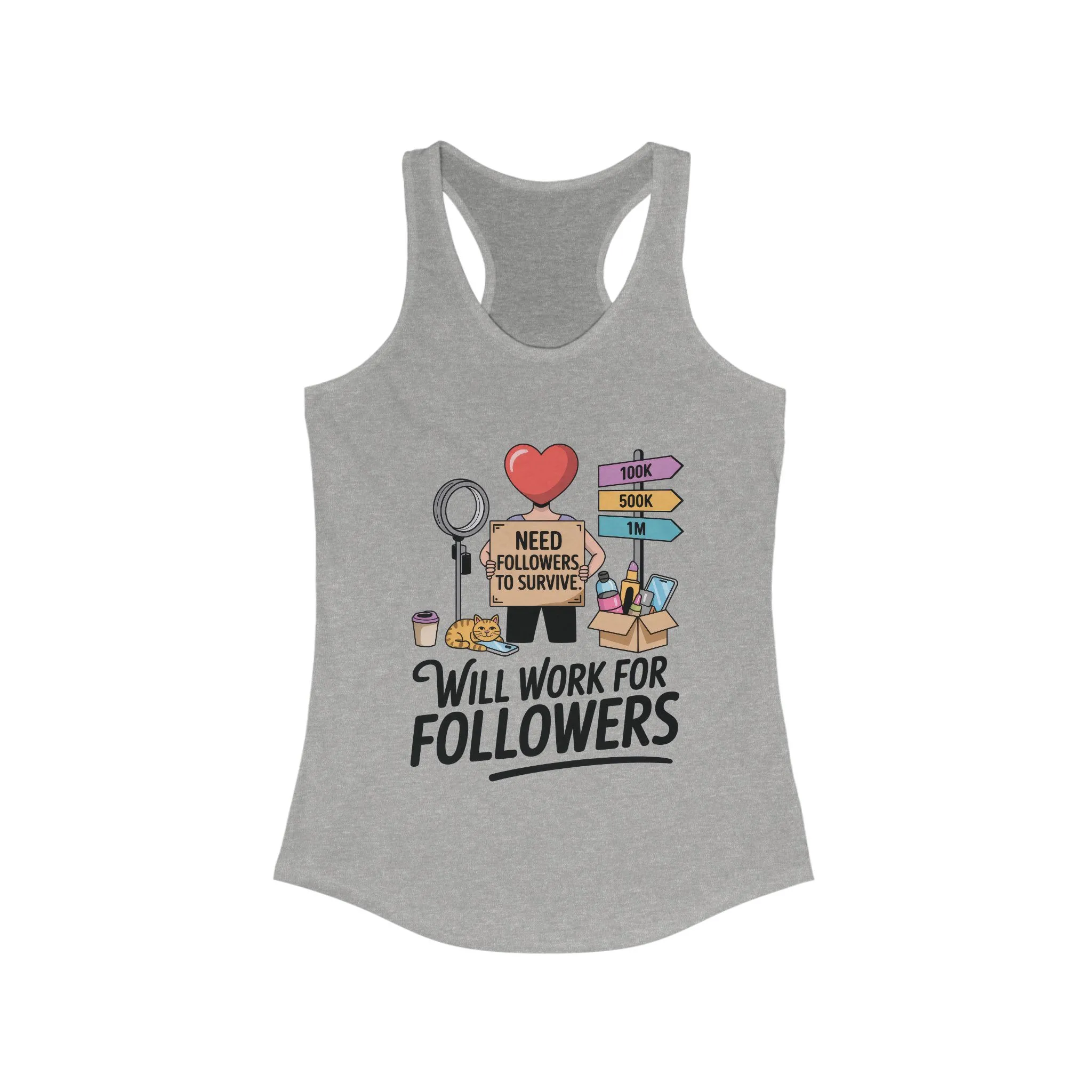 Social Media Humor Tank Top, Perfect for Influencers, Will Work for Followers, Trendy Workout Top, Cute Gift for Friends, Summer Fashion