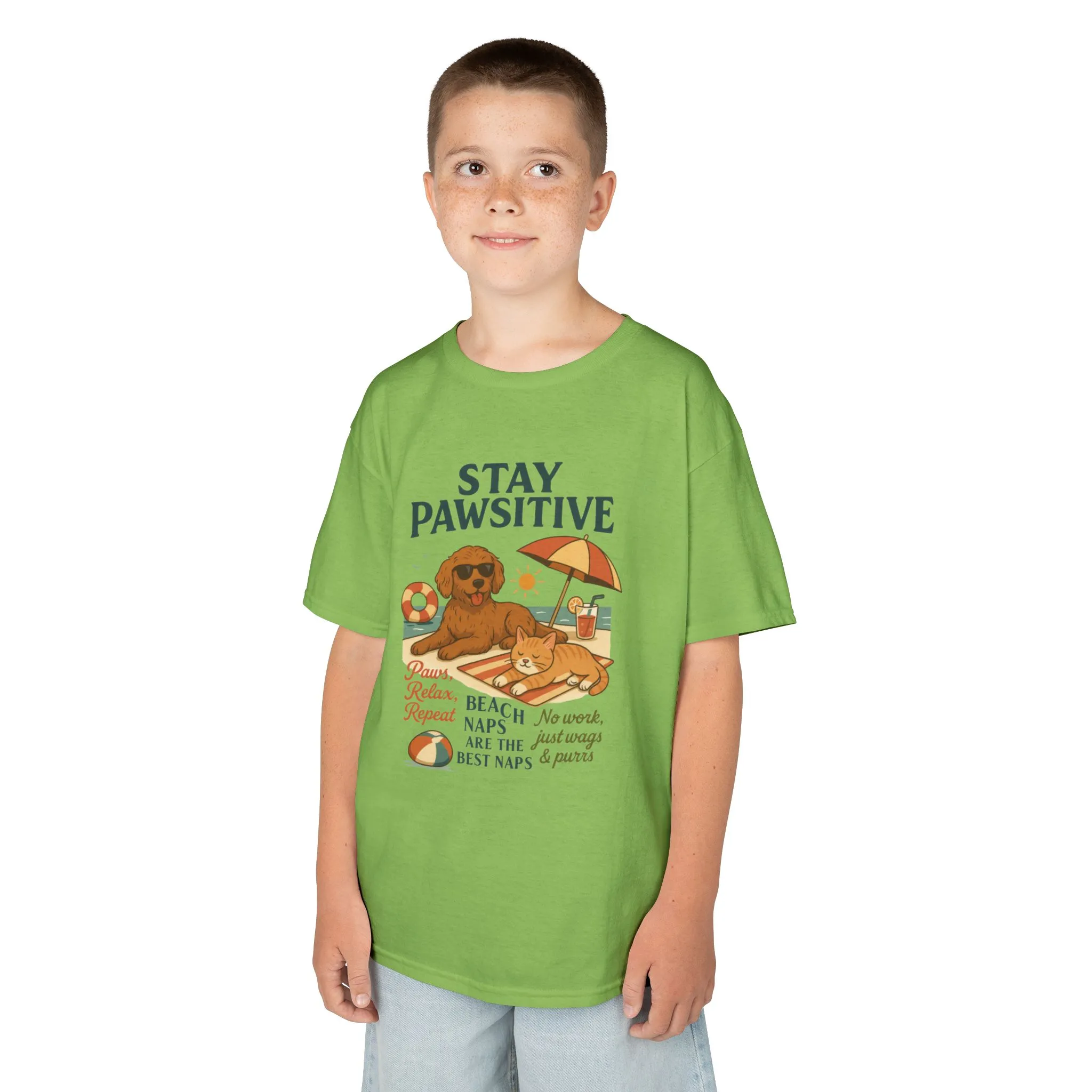 Kids Beach Vibes Tee - Stay Pawsitive, Summer Fun Shirt, Dog Lover Gift, Vacation Outfit, Beach Day Apparel - Image 15