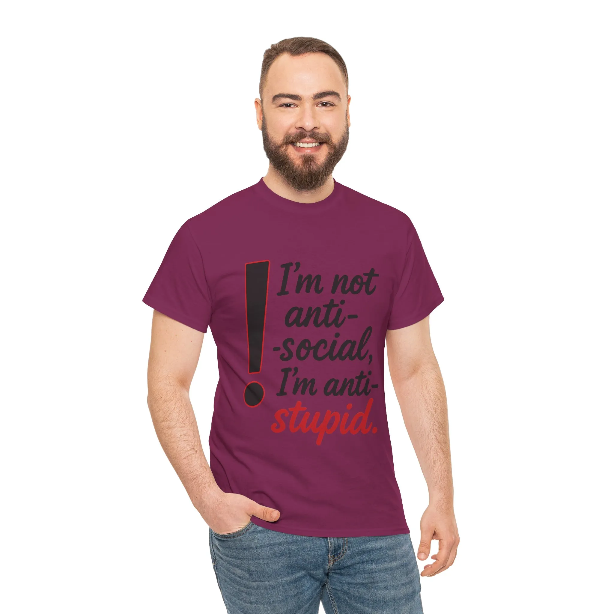 Humorous Unisex Tee, I'm Not Anti-Social, I'm Anti-Stupid, Funny T-Shirt, Casual Wear, Sarcastic Graphic Tee for Introverts & Thinkers - Image 33