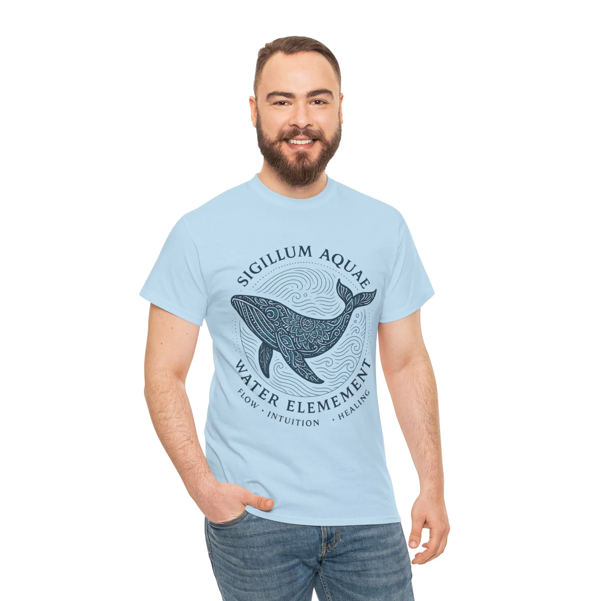 Water Element Whale Tee, Sigillum Aquae Symbol, Flow Intuition Healing, Spiritual Ocean Totem Tee, Nature Energy Shirt, Mindfulness Fashion - Image 27