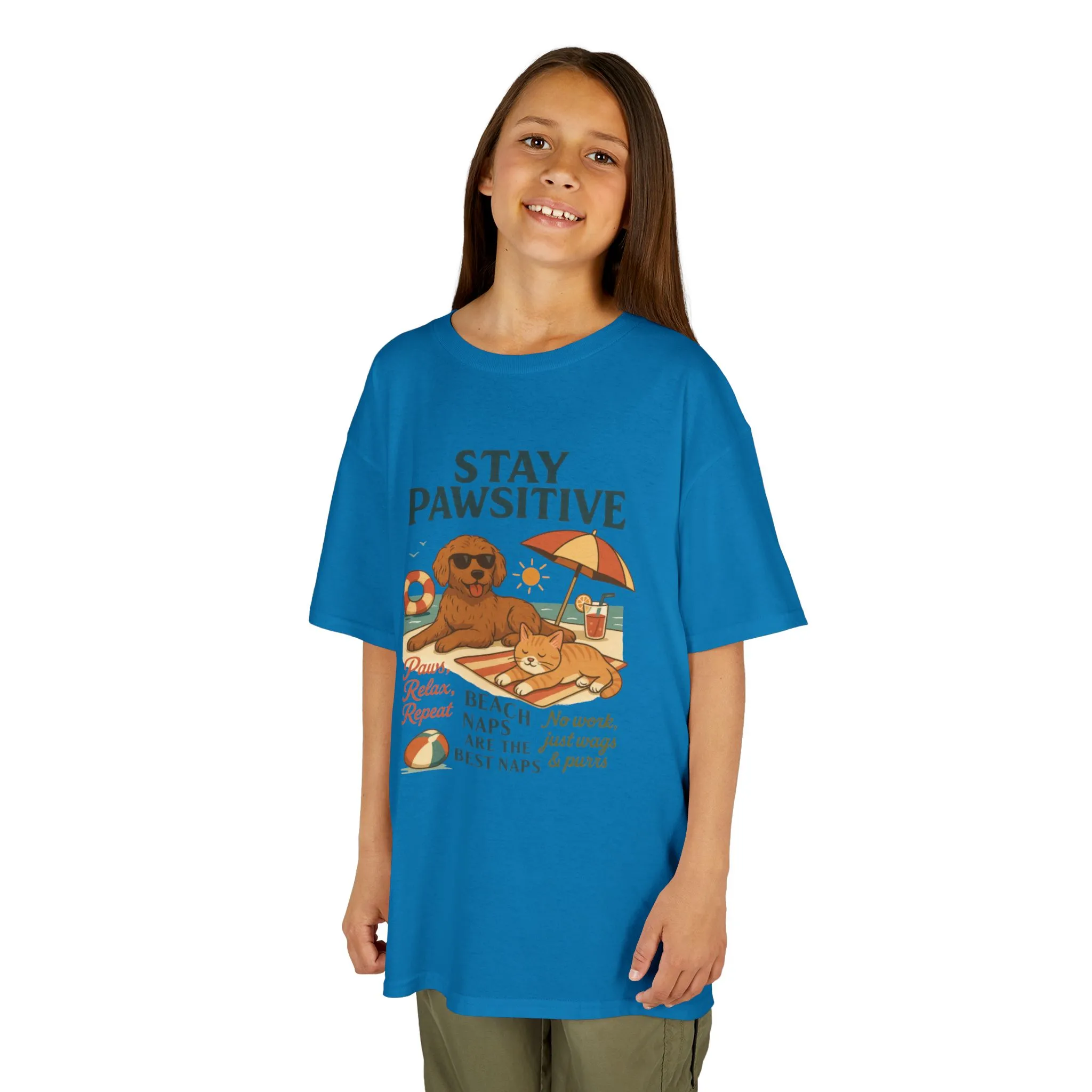 Kids Beach Vibes Tee - Stay Pawsitive, Summer Fun Shirt, Dog Lover Gift, Vacation Outfit, Beach Day Apparel - Image 23