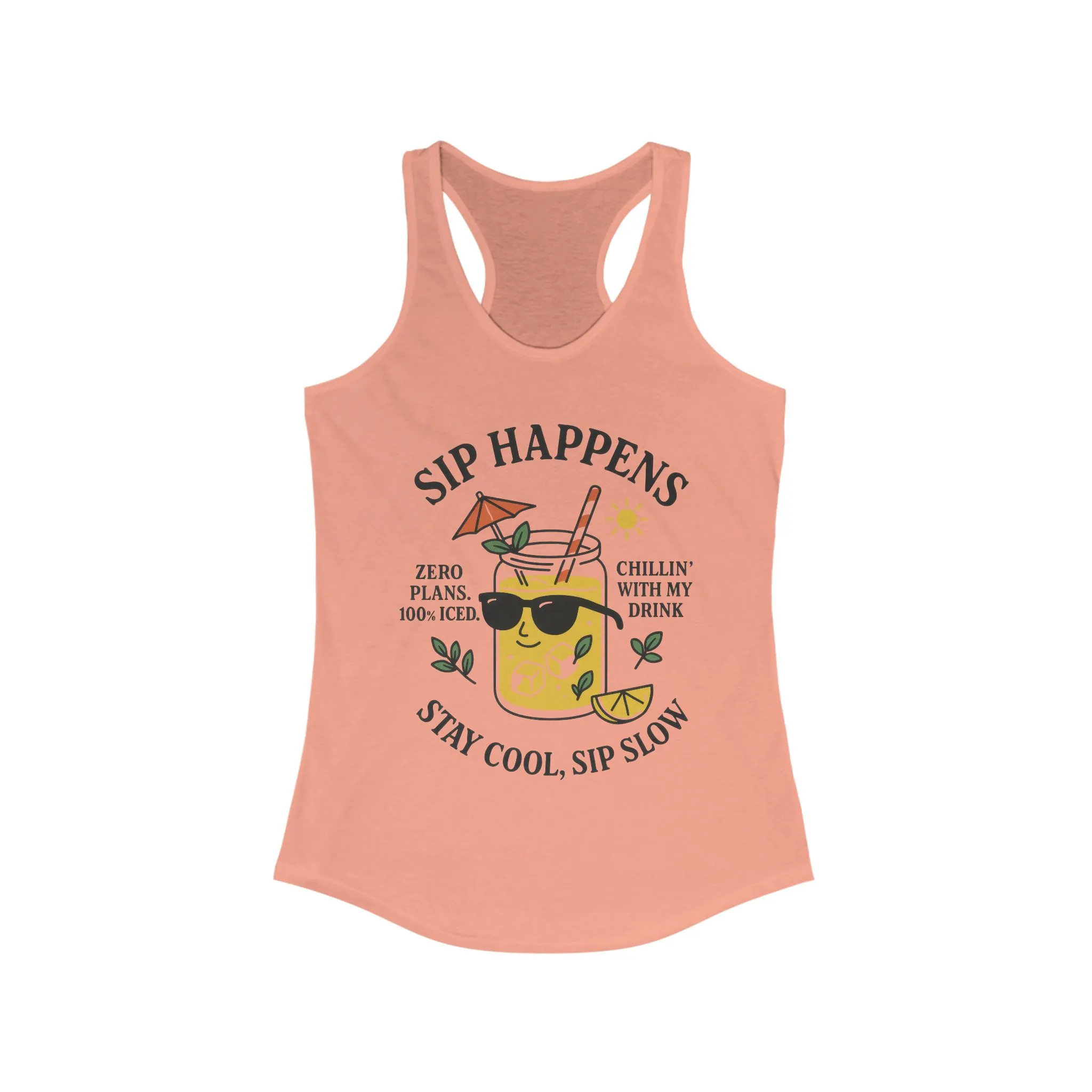 Sip Happens Womens Tank , Funny Summer Drink Graphic Tee, Stay Cool Sip Slow Lemonade Shirt, , Beach Wear, BBQ Parties, Poolside Fun - Image 3