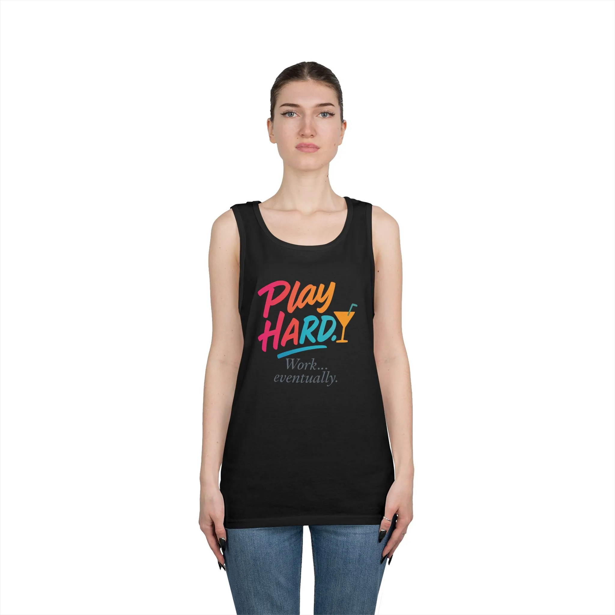 Play Hard, Work Eventually Tank Top, Womens Cotton Tank, Summer Apparel, Casual Wear, Gift for Him/Her, Beach Ready - Image 6