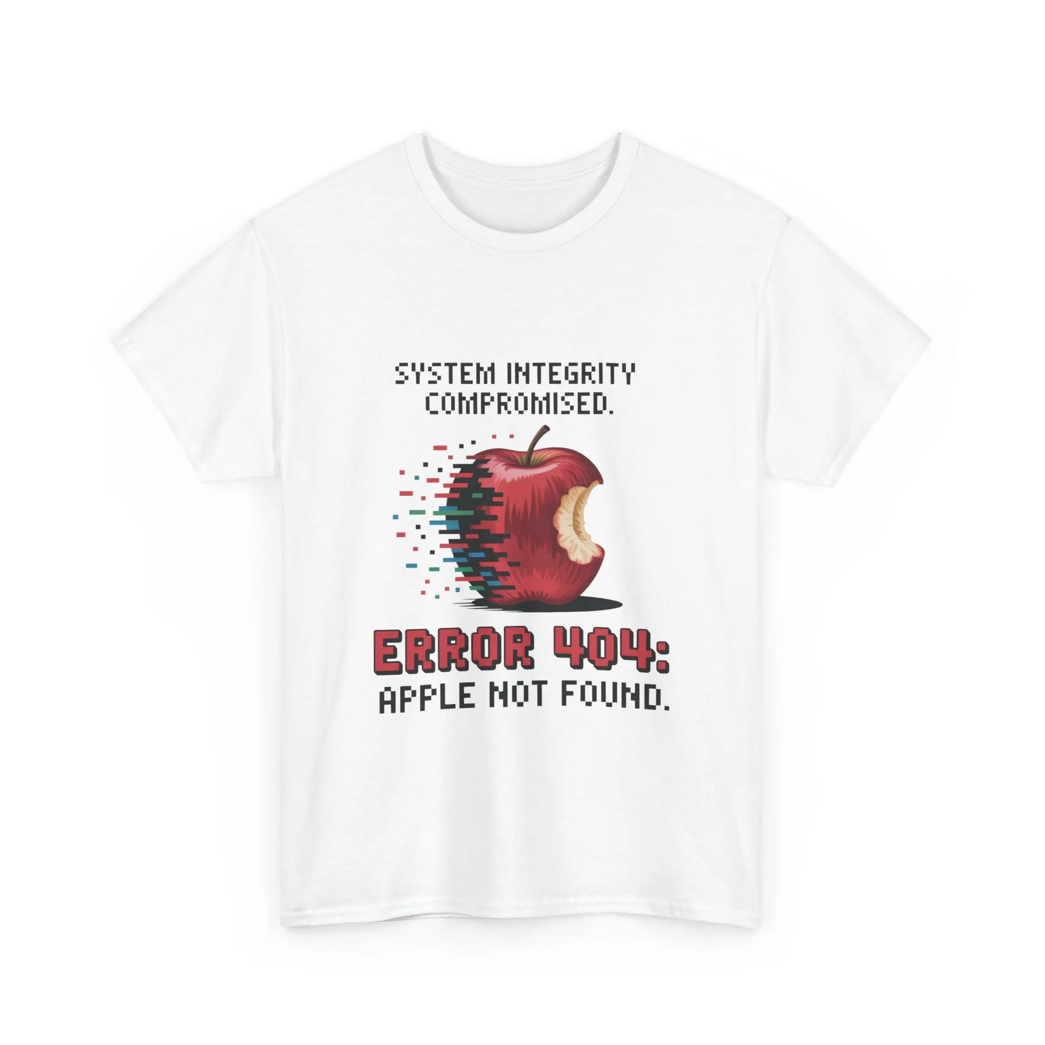 Error 404 Apple Not Found T-Shirt, Glitch Pixel Tech Tee, Funny Nerd Shirt, Unisex Retro Graphic Tee, Geeky T-Shirt, Techie Gift