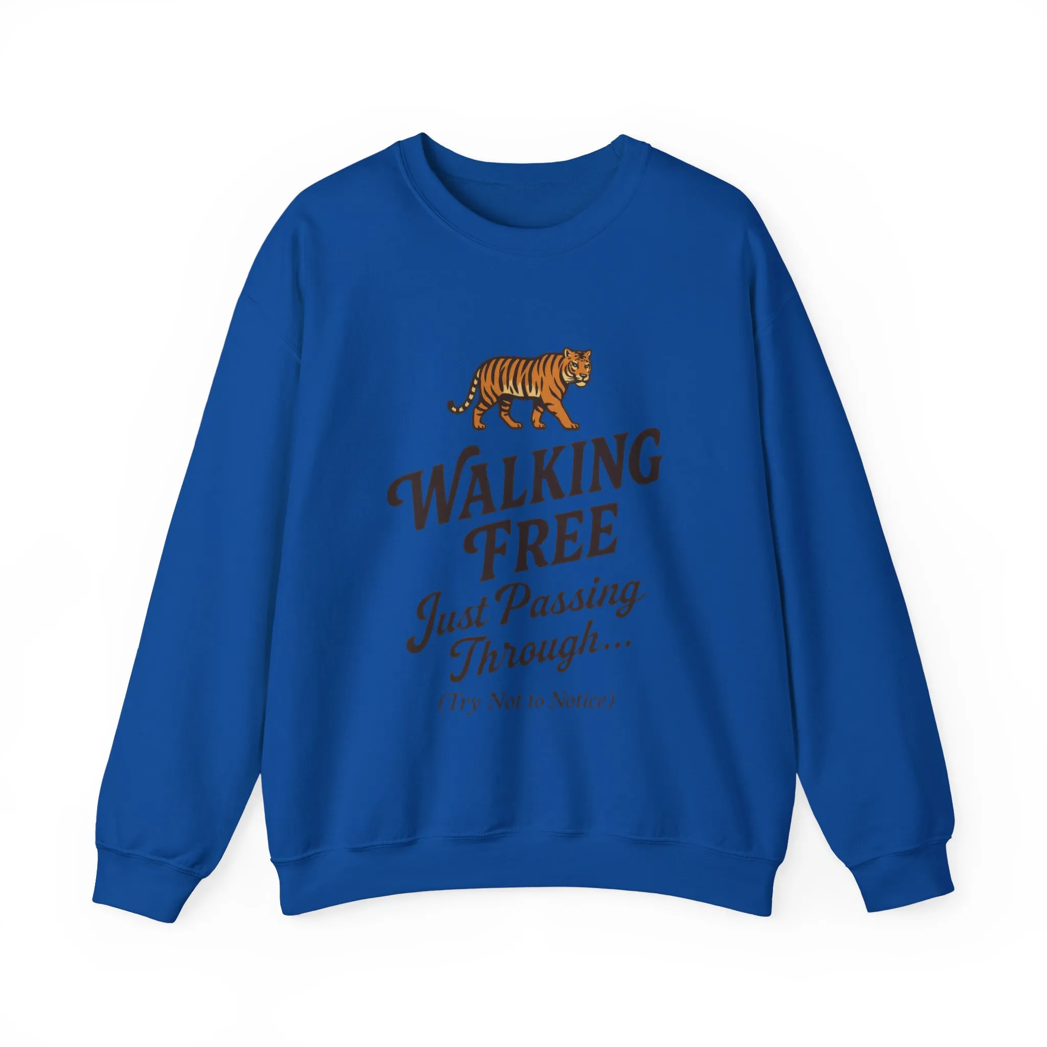 Funny Tiger Mens Crewneck Sweatshirt - Walking Free Cozy Wild Animal Pullover - Motivational Sweatshirt, Inspirational Apparel - Image 28