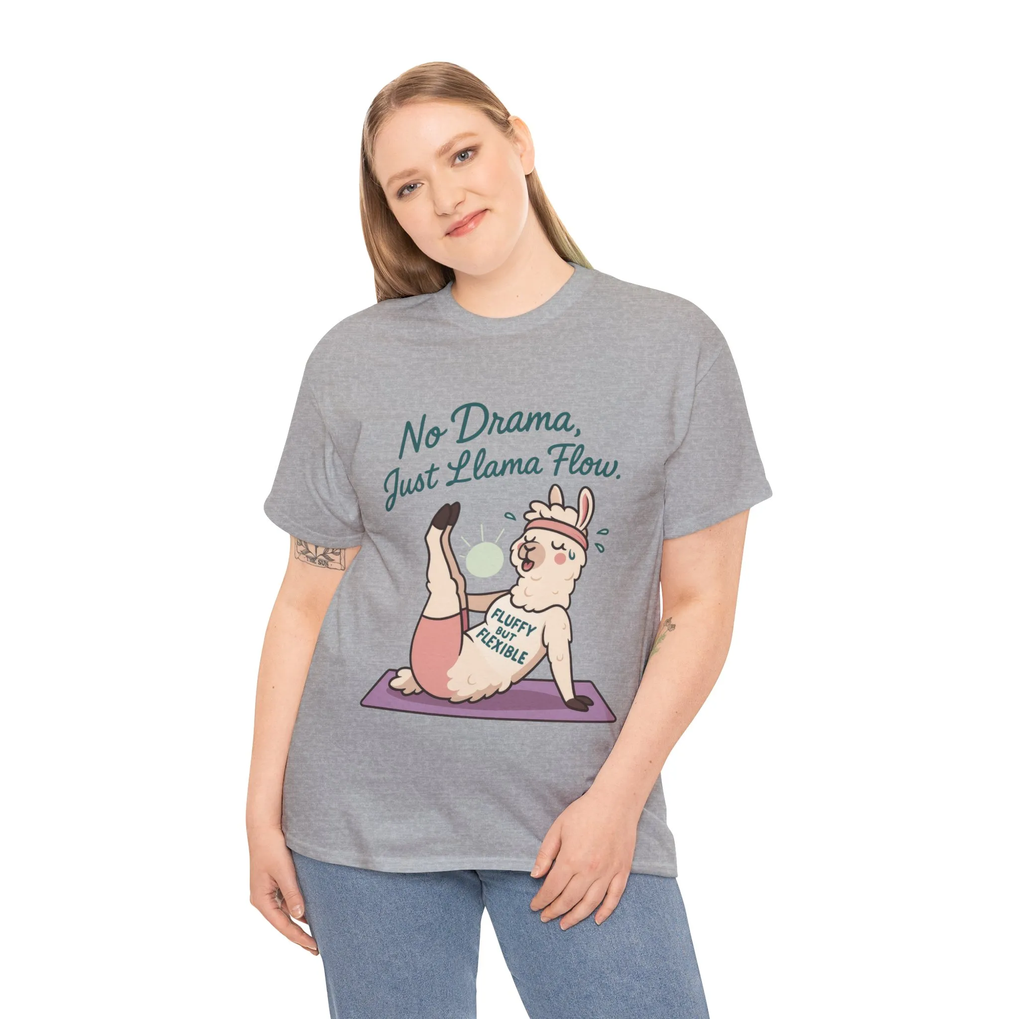 No Drama Llama Yoga Tee, Funny Yoga Llama T-Shirt for Women, Gift for Yoga Lovers, Fun Yoga T-Shirt for Animal Lovers, Humor Shirt - Image 12