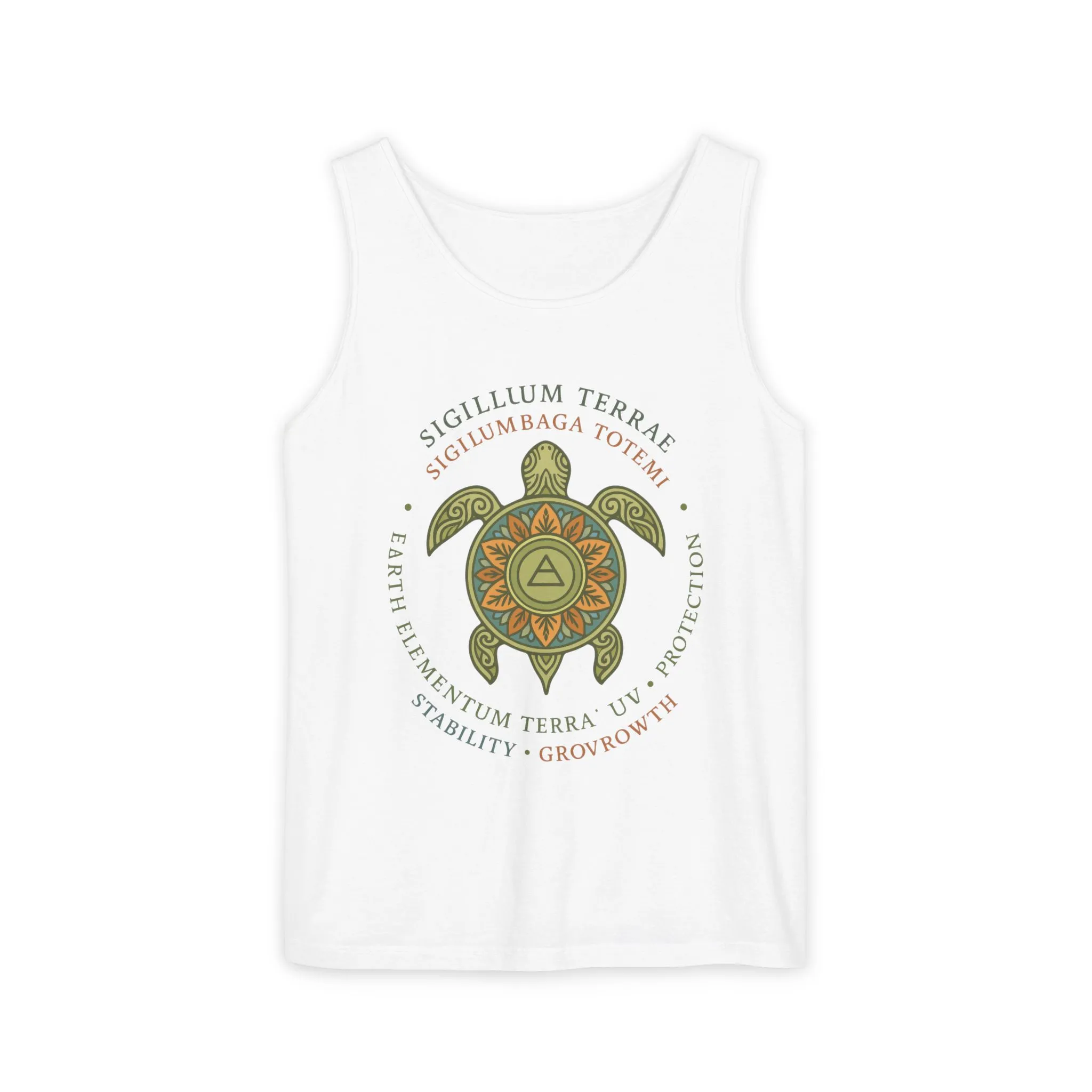 Earth Totem Turtle Womens Tank, Sigillum Terrae Symbol, Elemental Growth Tee, Nature-Inspired Tank Top with Protective Symbol, Beachwear - Image 5