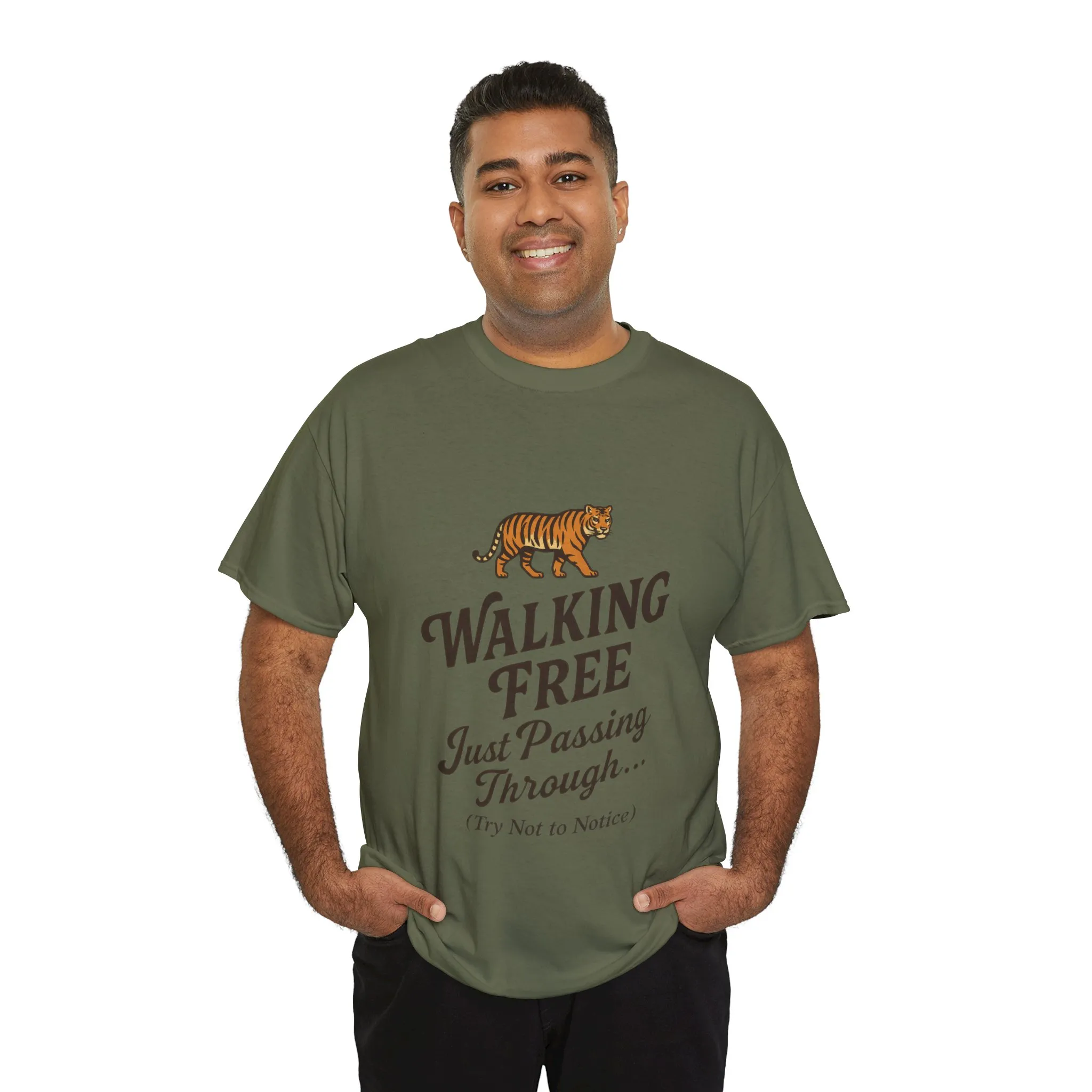 Walking Free Tiger Shirt for Men - Just Passing Through Funny Graphic Tee - Wild Animal Casual Top, Gift Nature Lovers - Image 15