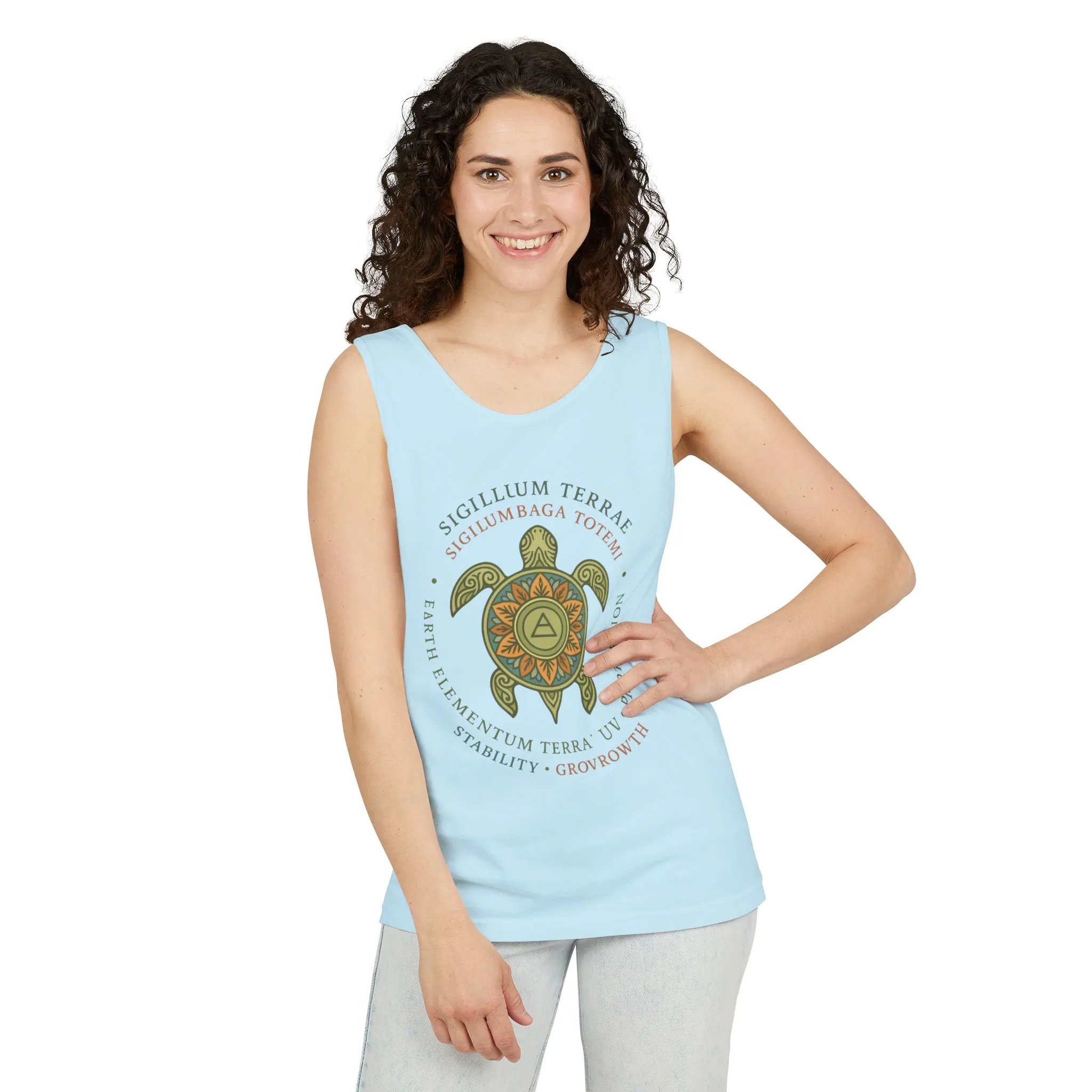 Earth Totem Turtle Womens Tank, Sigillum Terrae Symbol, Elemental Growth Tee, Nature-Inspired Tank Top with Protective Symbol, Beachwear - Image 14