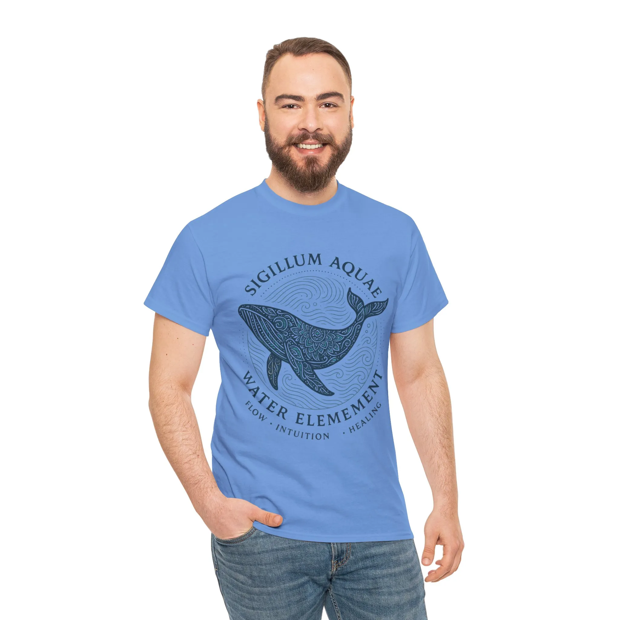 Water Element Whale Tee, Sigillum Aquae Symbol, Flow Intuition Healing, Spiritual Ocean Totem Tee, Nature Energy Shirt, Mindfulness Fashion - Image 31