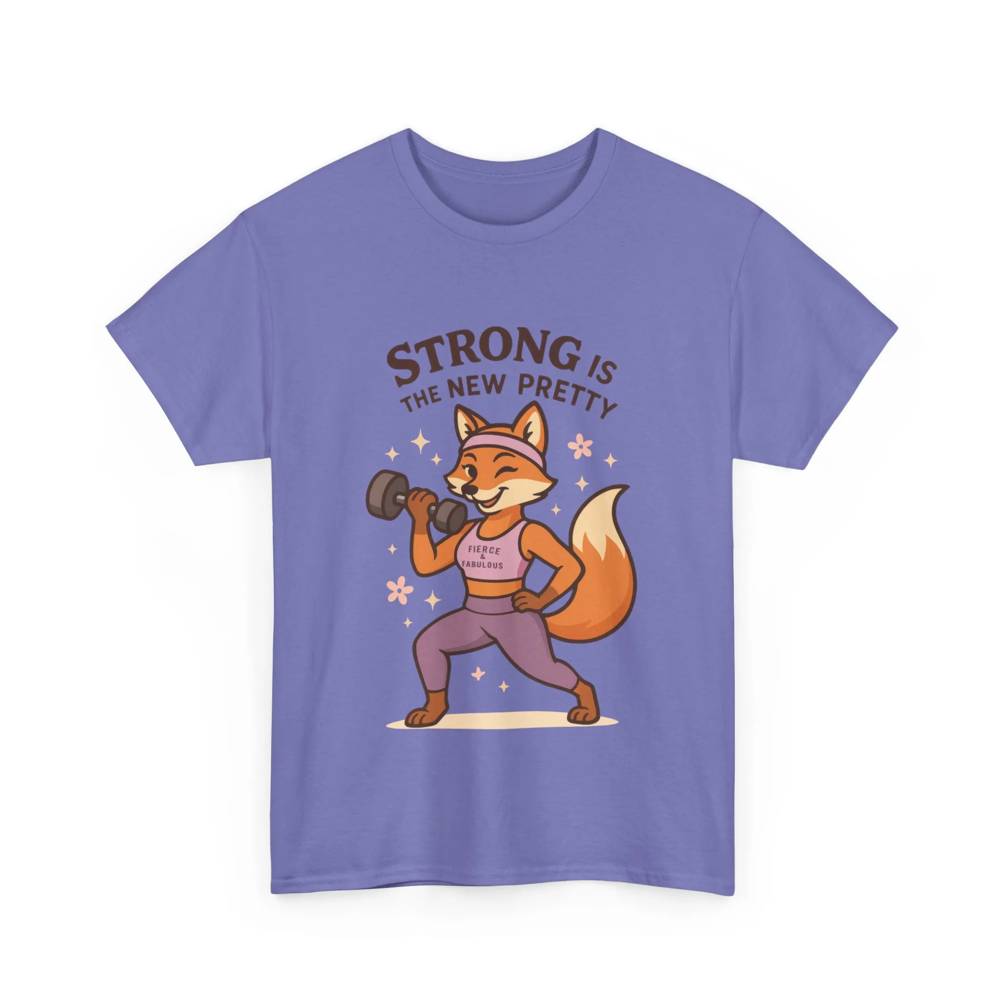 Strong is the New Pretty Womens Tee, Inspirational T-Shirt, Fitness Apparel, Gift for Her, Motivational Top, Cute Fox Design, Womens Gym T-Shirt - Image 2