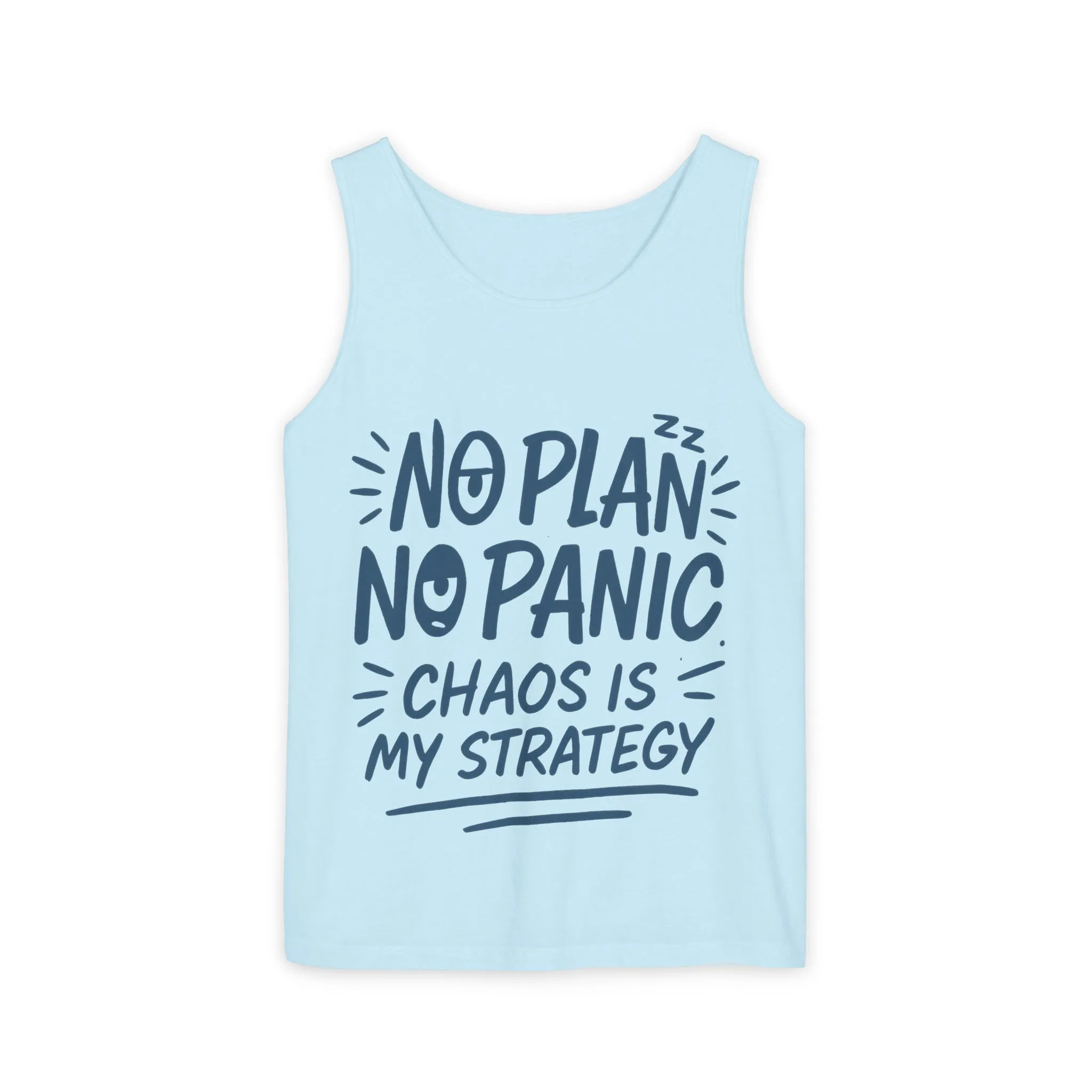 Funny Women's Tank, Chaos Strategy T-Shirt, No Plan No Panic Quote Shirt, Cute Tee for Women, Humorous Gift Idea, Casual Relaxed Fit Top - Image 9