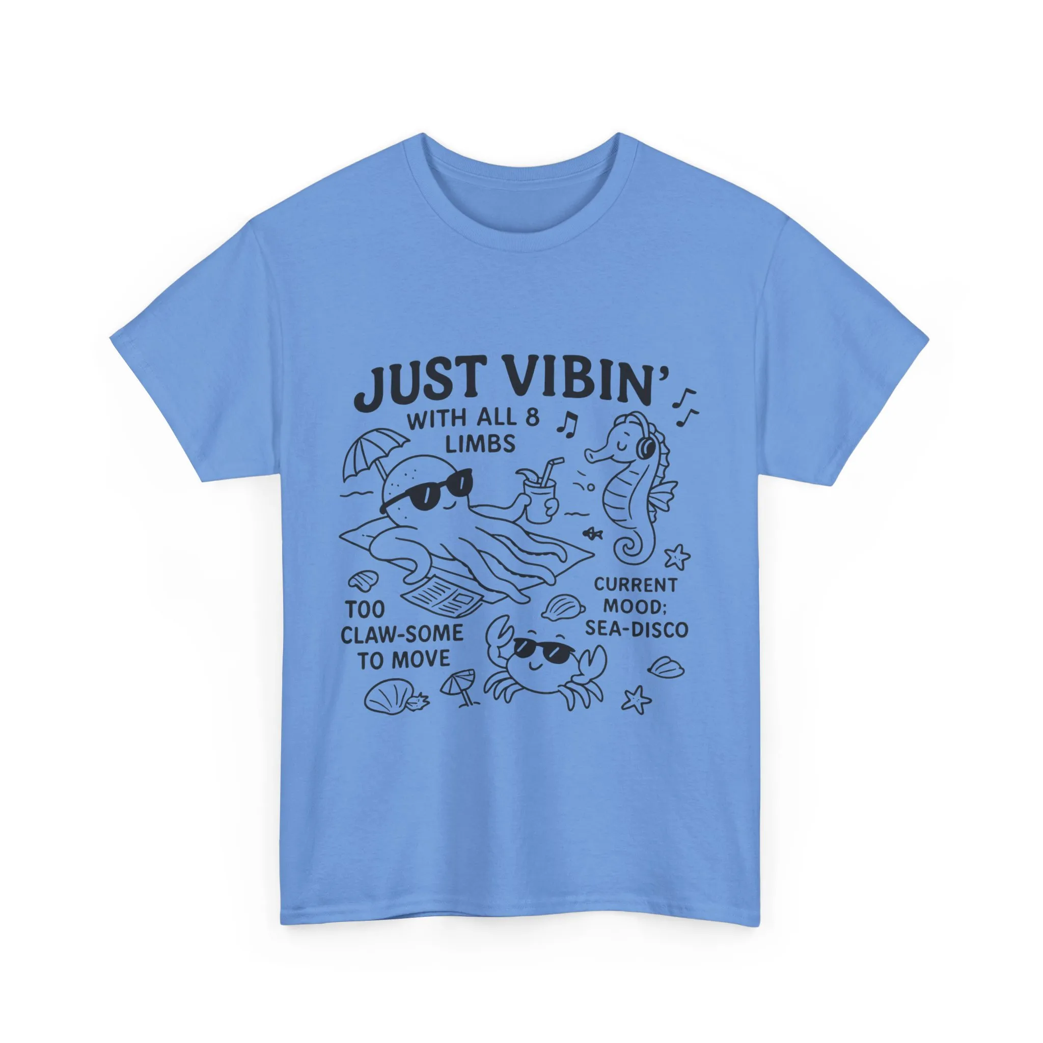 Just Vibin Womens T-Shirt, Cute Octopus & Sea Animals Graphic Tee, Funny Sea Disco Summer Shirt, Beach Vibes Gift for Her, Ocean Theme - Image 22