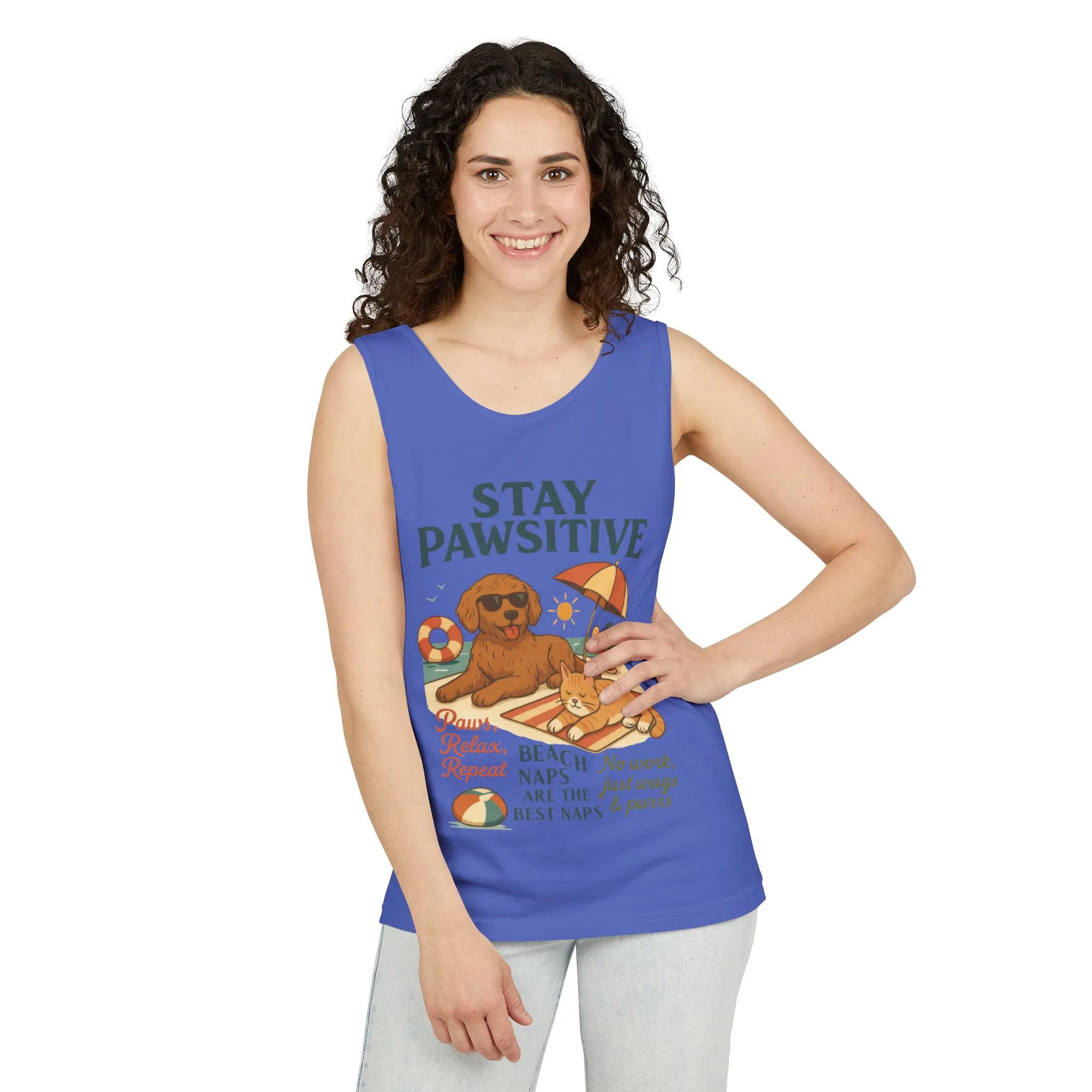 Stay Pawsitive Womens Tank, Cute Dog & Cat Beach Tee, Summer Pet Lover Tee, Animal Graphic Heavy Cotton Tee, Fun Pet Lovers Gift, Summer Top - Image 26
