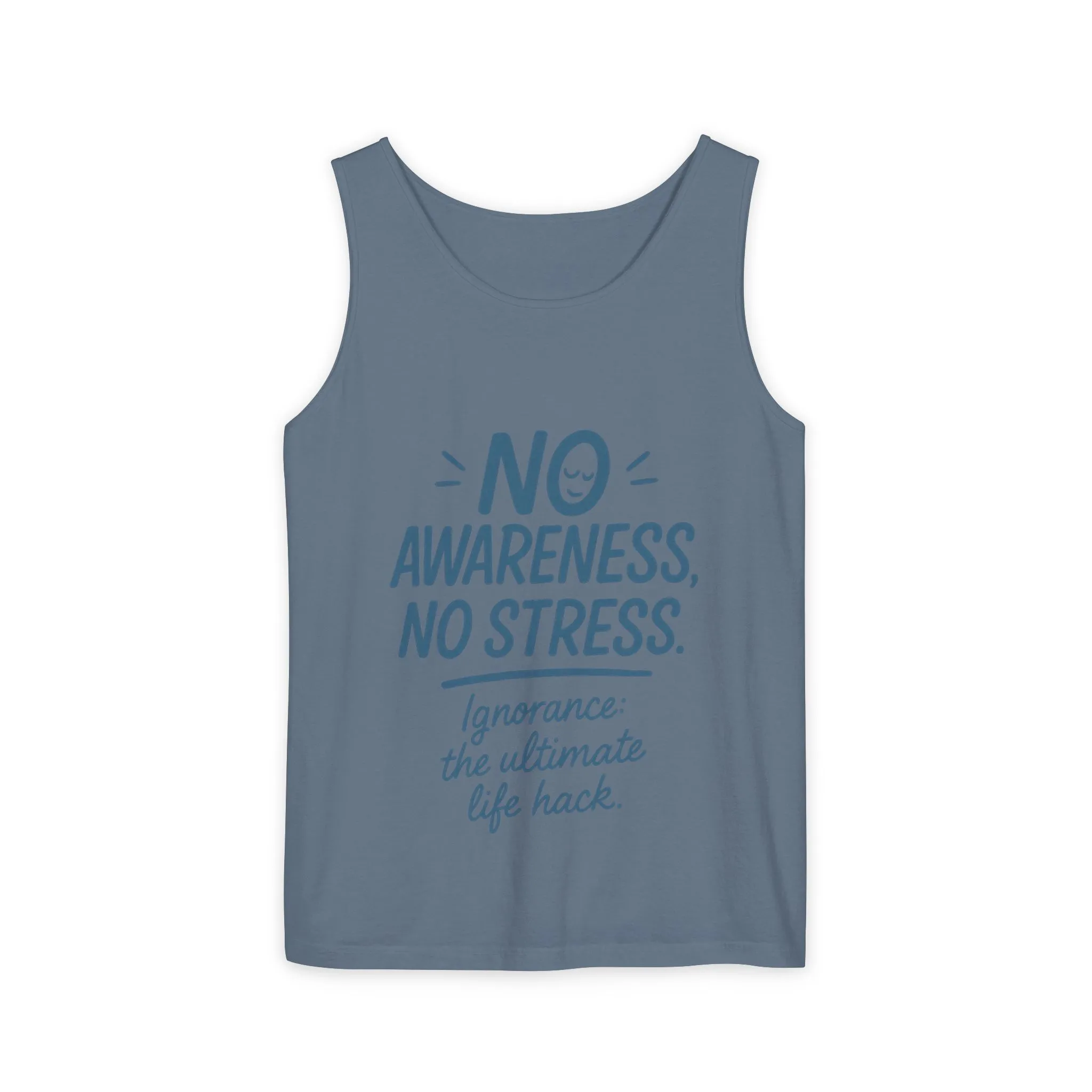 Mens No Awareness Tank Top, Funny No Stress Quote, Ignorance the Ultimate Life Hack, Workout Sleeveless Shirt, Mindfulness Fashion - Image 17
