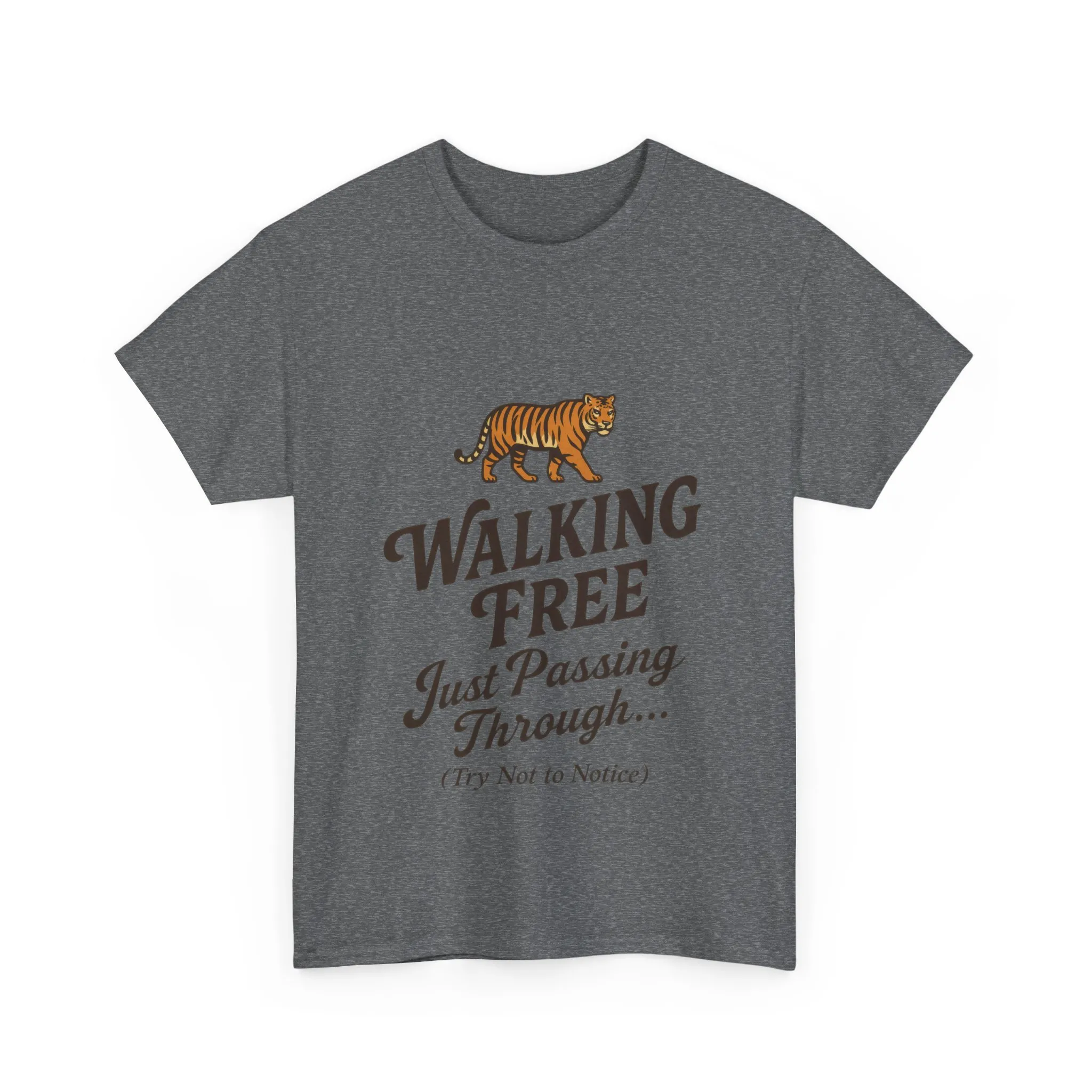 Walking Free Tiger Shirt for Men - Just Passing Through Funny Graphic Tee - Wild Animal Casual Top, Gift Nature Lovers - Image 16