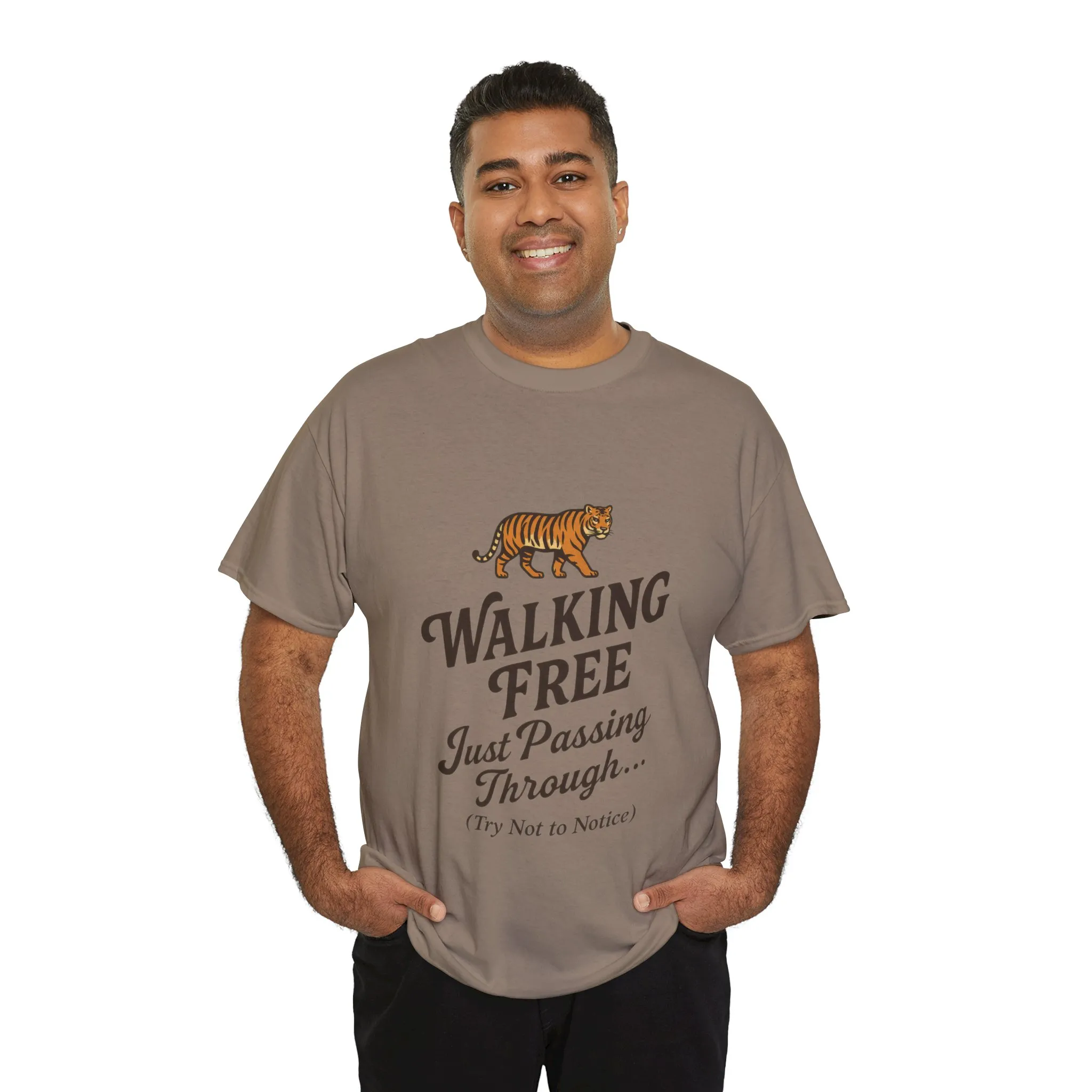 Walking Free Tiger Shirt for Men - Just Passing Through Funny Graphic Tee - Wild Animal Casual Top, Gift Nature Lovers - Image 12