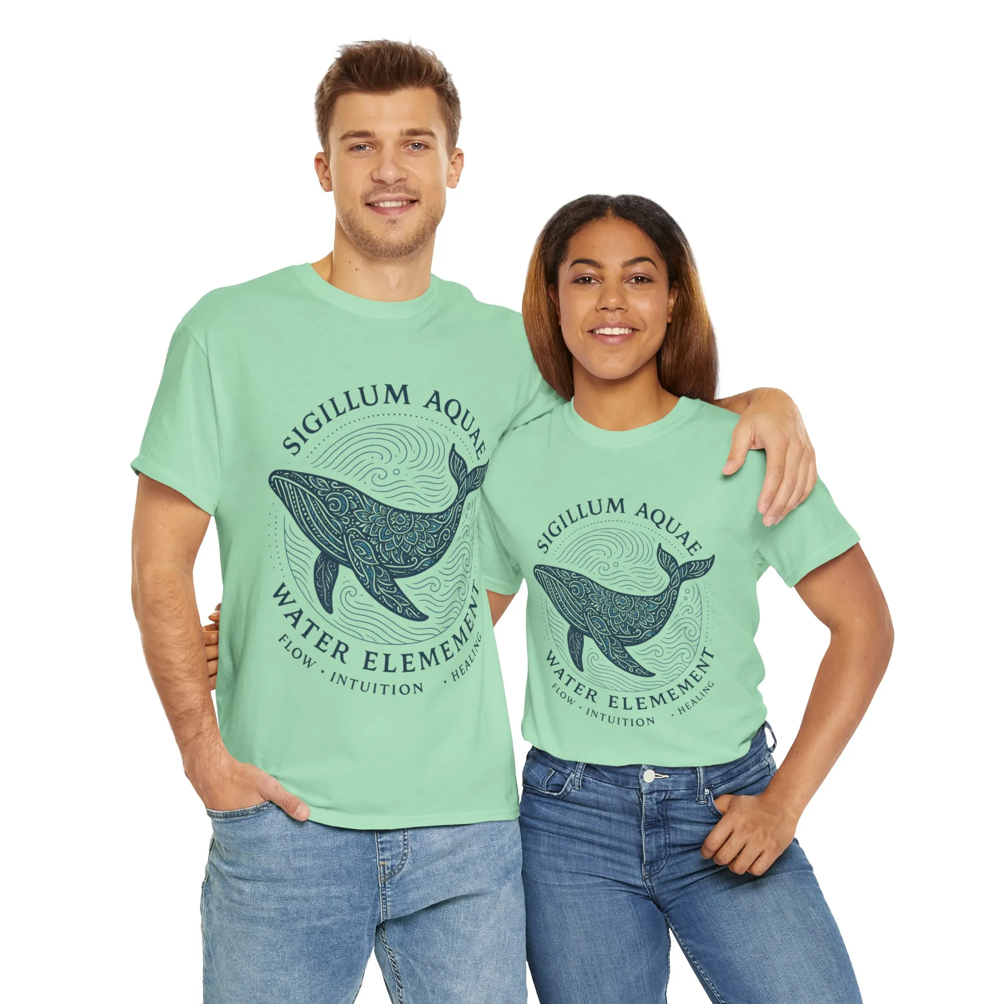 Water Element Whale Tee, Sigillum Aquae Symbol, Flow Intuition Healing, Spiritual Ocean Totem Tee, Nature Energy Shirt, Mindfulness Fashion - Image 20