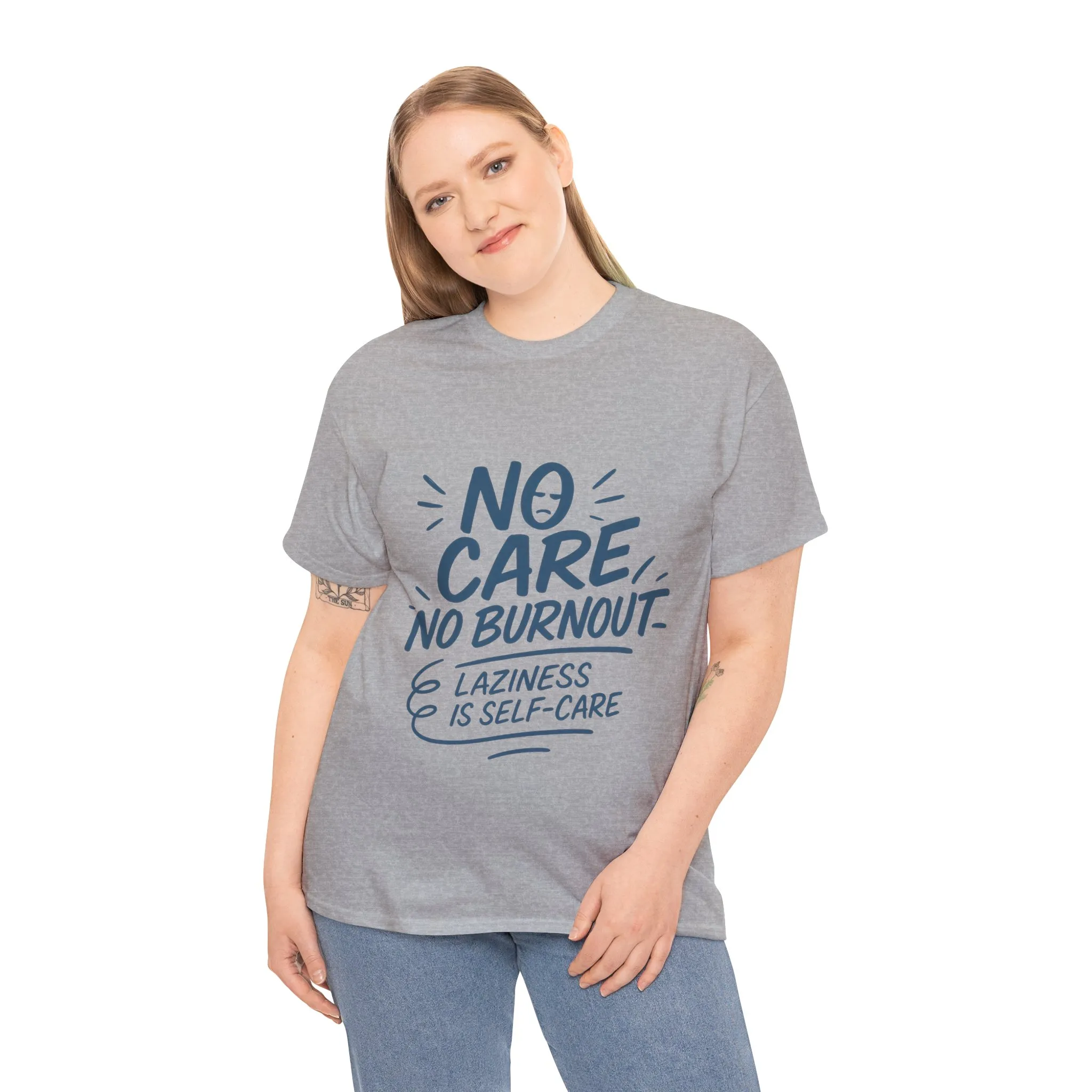 Funny Lazy Self-Care Womens T-Shirt, No Care No Burnout Quote Shirt, Casual Relaxed Fit Tee, Gift for Mental Health Awareness, Gift for Her - Image 15