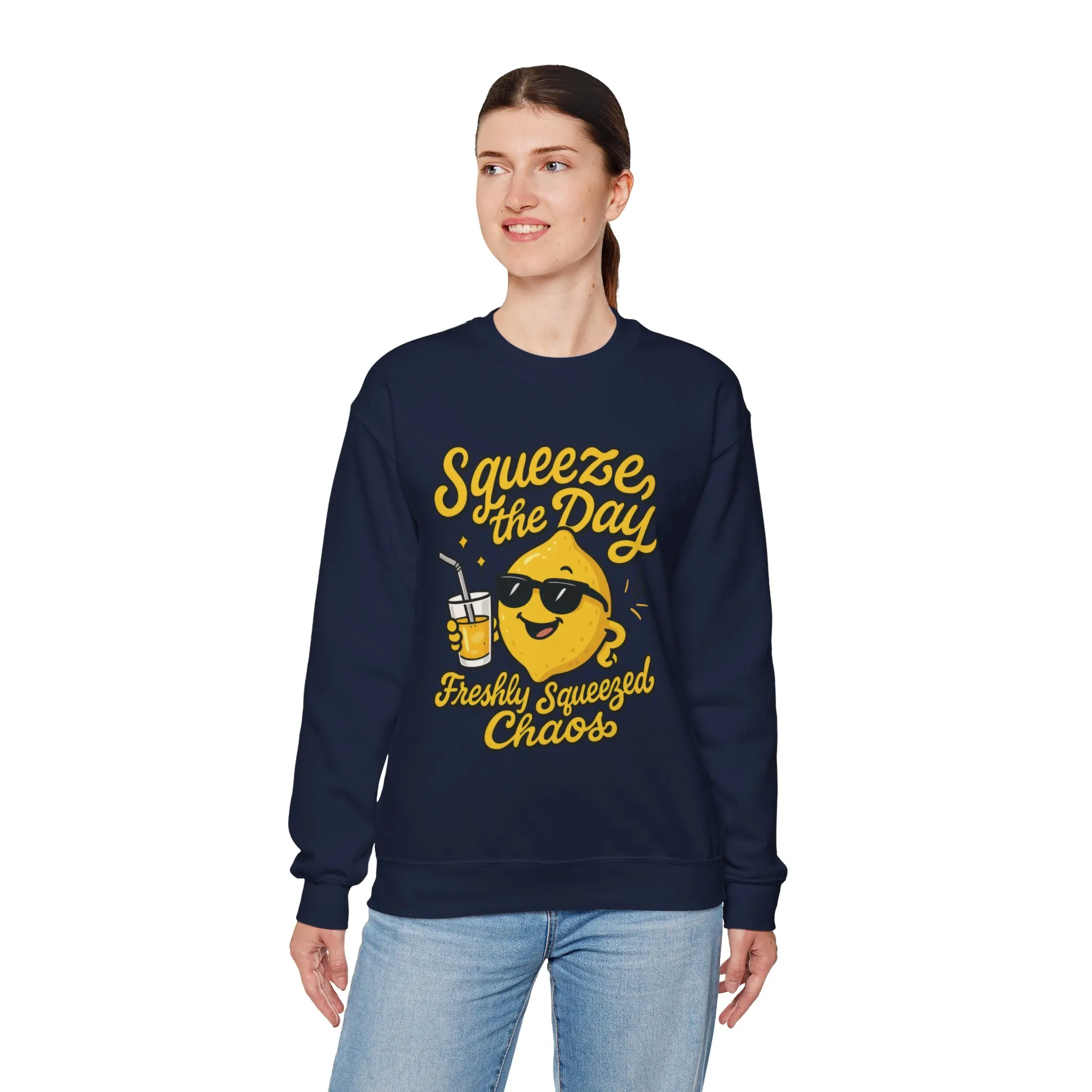Funny Lemon Womens Sweatshirt - Squeeze The Day Freshly Squeezed Chaos Cozy Pullover - Citrus Positive Crewneck Sweatshirt, Cheerful Fashion - Image 27