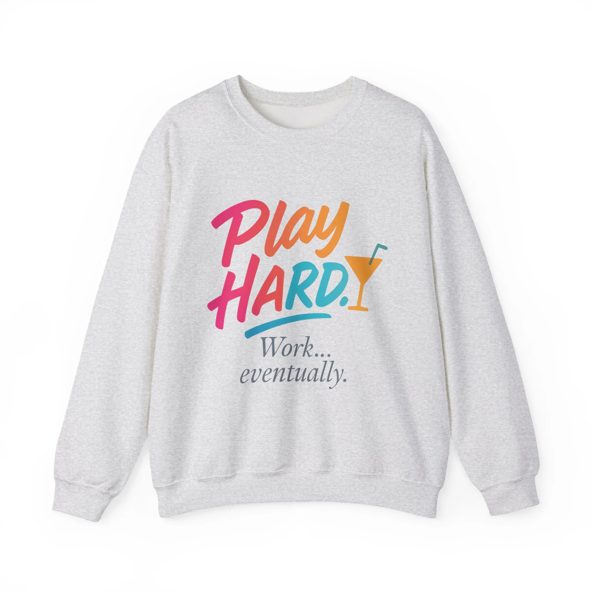 Play Hard Work Eventually Sweatshirt, Funny Cocktail Graphic Tee, Womens Party Sweatshirt, Relaxed Vacation Top, Cozy Style - Image 4