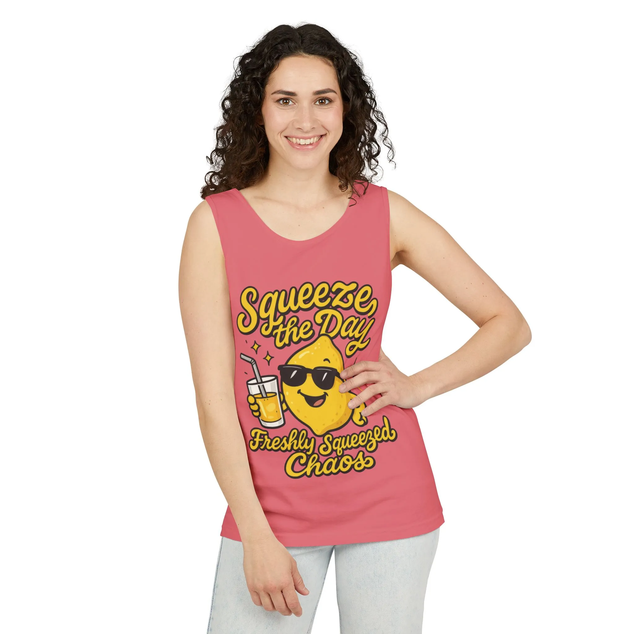 Squeeze The Day Womens Tank Top - Funny Lemon Pun Shirt - Freshly Squeezed Chaos Summer Citrus Top, Casual Beachwear, Fun Summer Apparel - Image 20