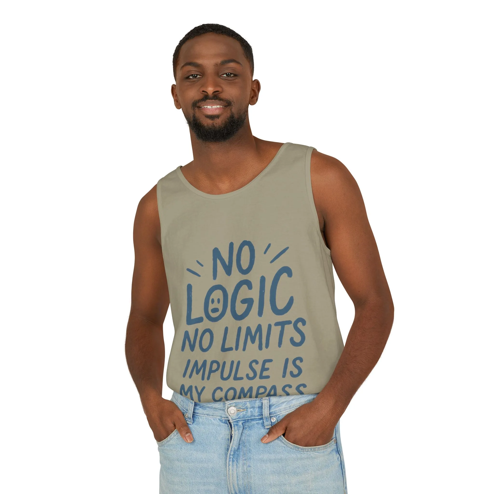 Funny Mens Tank Top, No Limits Impulse Quote, Relaxed Fit Tee, Casual Wear for Creatives, Gift for Artists Impulsive Style Shirt - Image 12