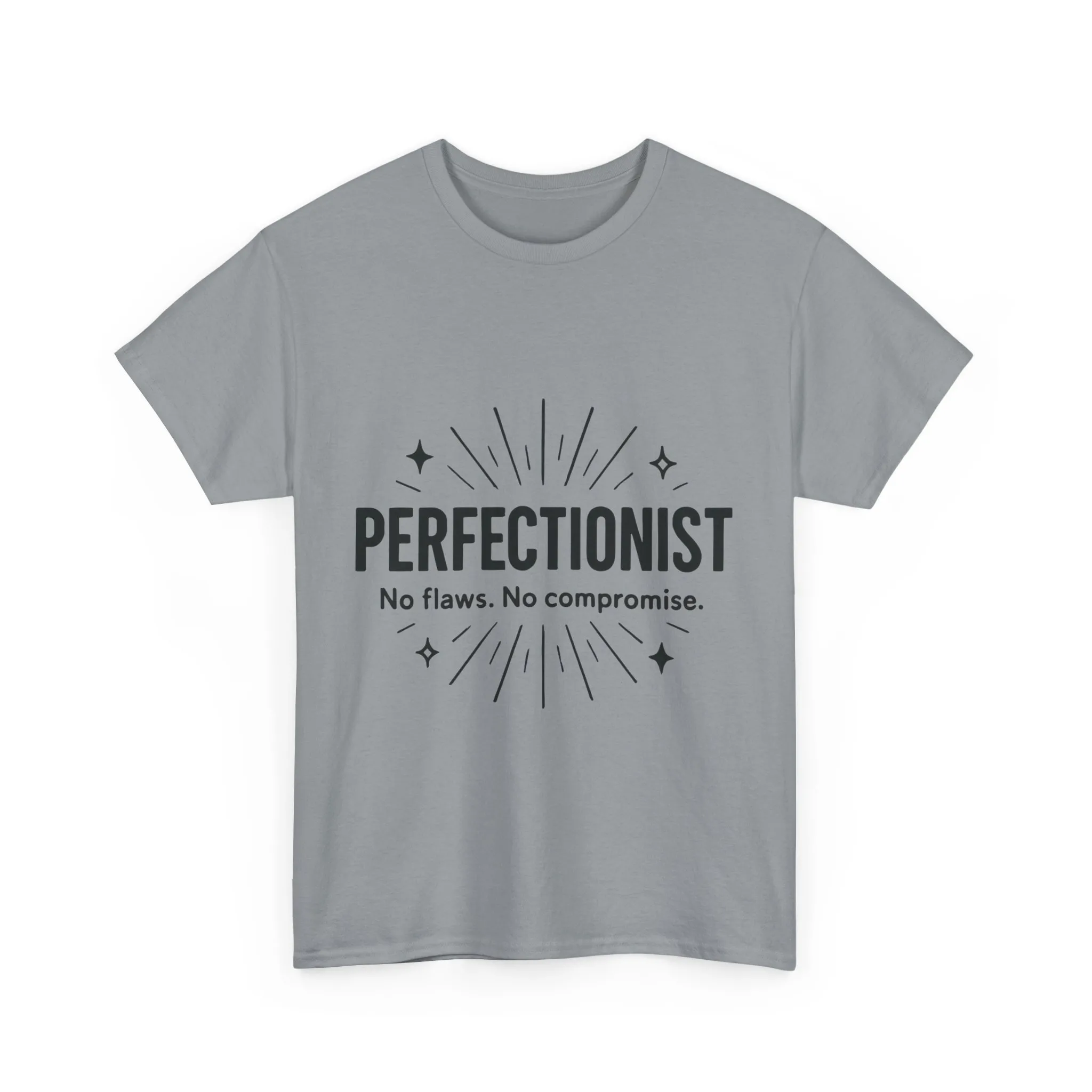 Mens Perfectionist T-Shirt, No Flaws No Compromise, Minimal Bold Graphic Tee, Gift for OCD, Clean Freak, or Detail-Oriented Men - Image 2