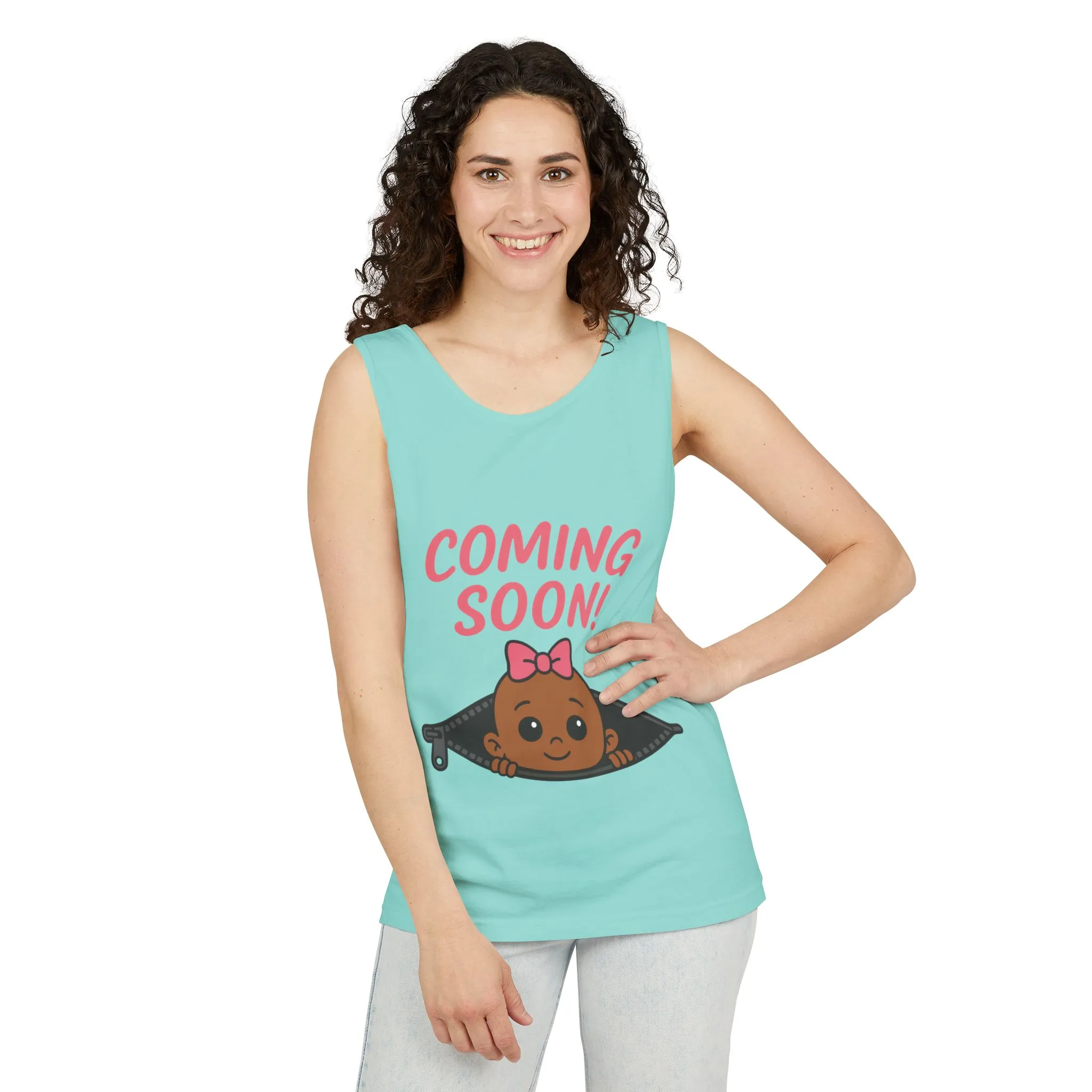 Coming Soon Maternity Tank Top, Cute Baby Girl Pregnancy Announcement Shirt, Expecting Mom Gift, Gender Reveal Tank, Baby Shower Gift - Image 22