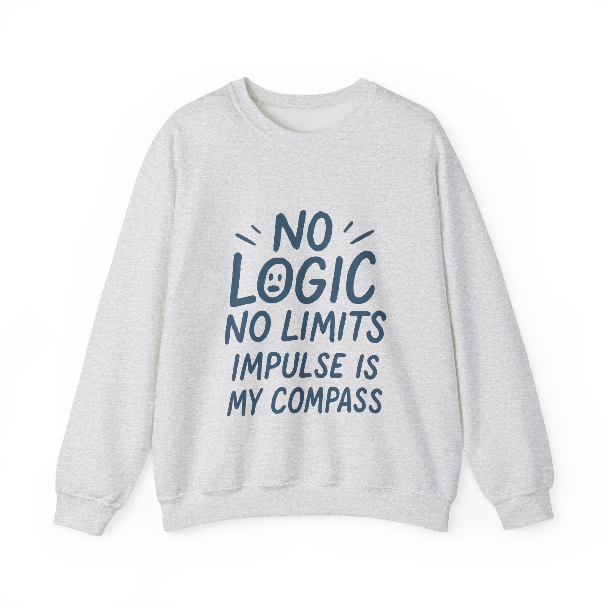 Mens Motivational Crewneck Sweatshirt,No Logic No Limits Quote, Casual Wear for Creatives, Cozy Relaxed Fit Pullover - Image 7