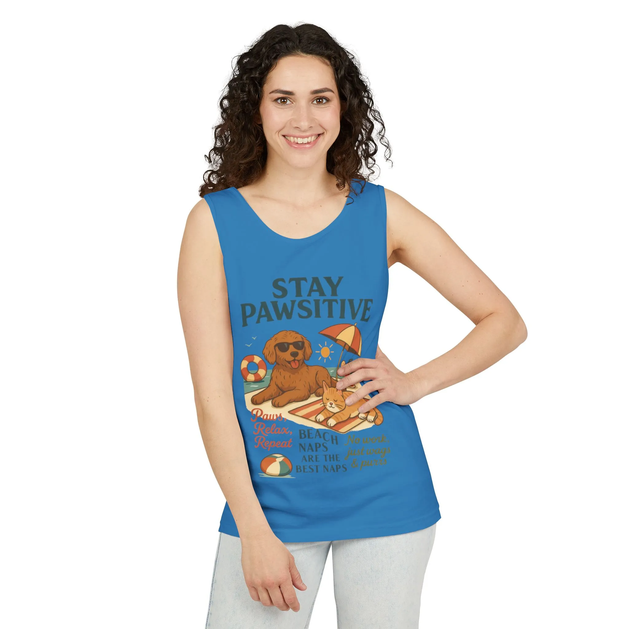 Stay Pawsitive Womens Tank, Cute Dog & Cat Beach Tee, Summer Pet Lover Tee, Animal Graphic Heavy Cotton Tee, Fun Pet Lovers Gift, Summer Top - Image 28