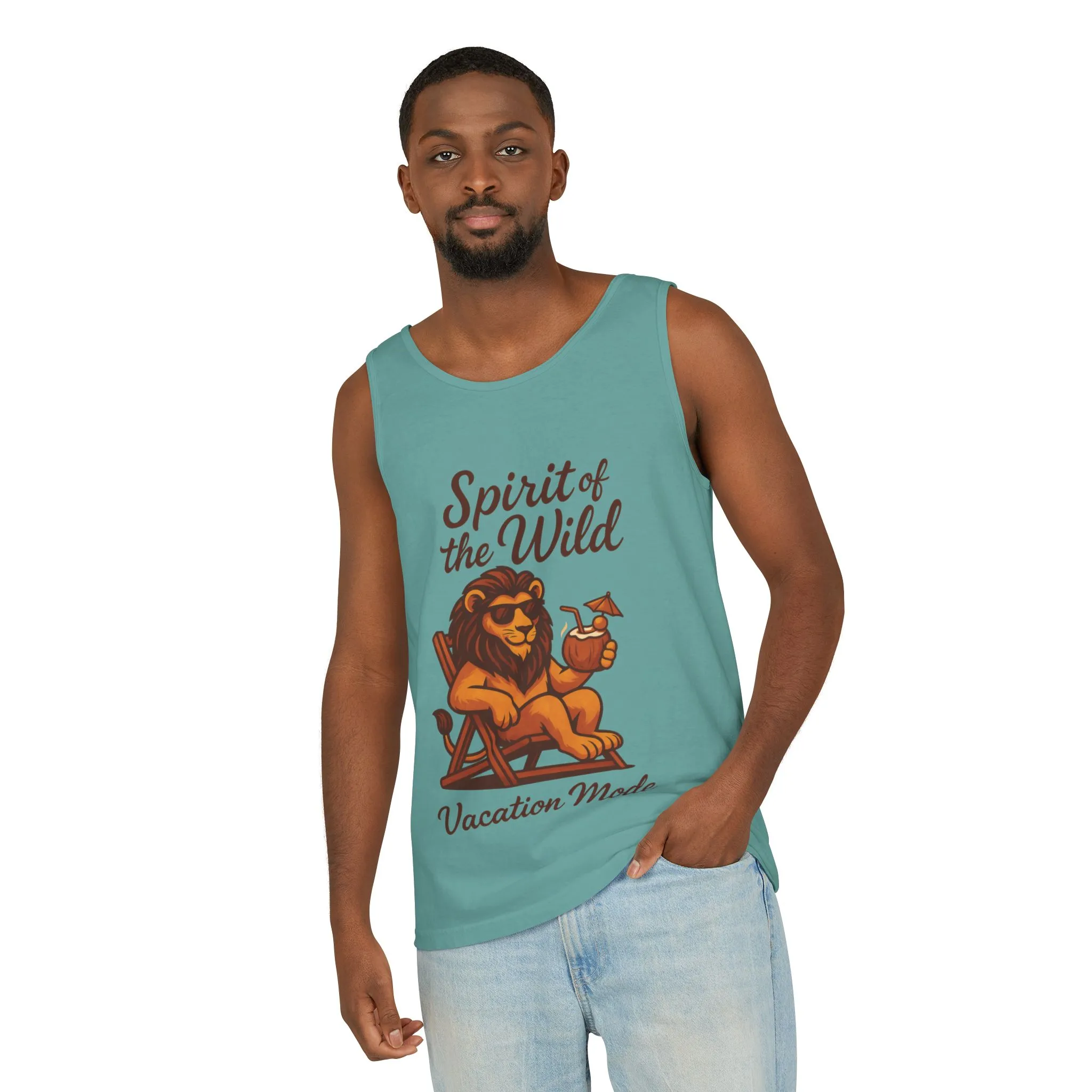 Spirit of the Wild Lion Tank Top - Vacation Mode Funny Summer Sleeveless Shirt for Men, Summer Wear, Graphic Tees, Beach Outfit - Image 12