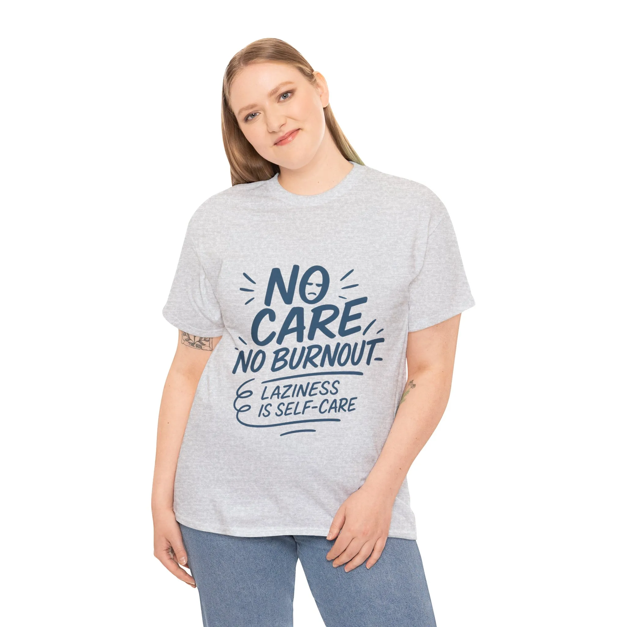 Funny Lazy Self-Care Womens T-Shirt, No Care No Burnout Quote Shirt, Casual Relaxed Fit Tee, Gift for Mental Health Awareness, Gift for Her - Image 9