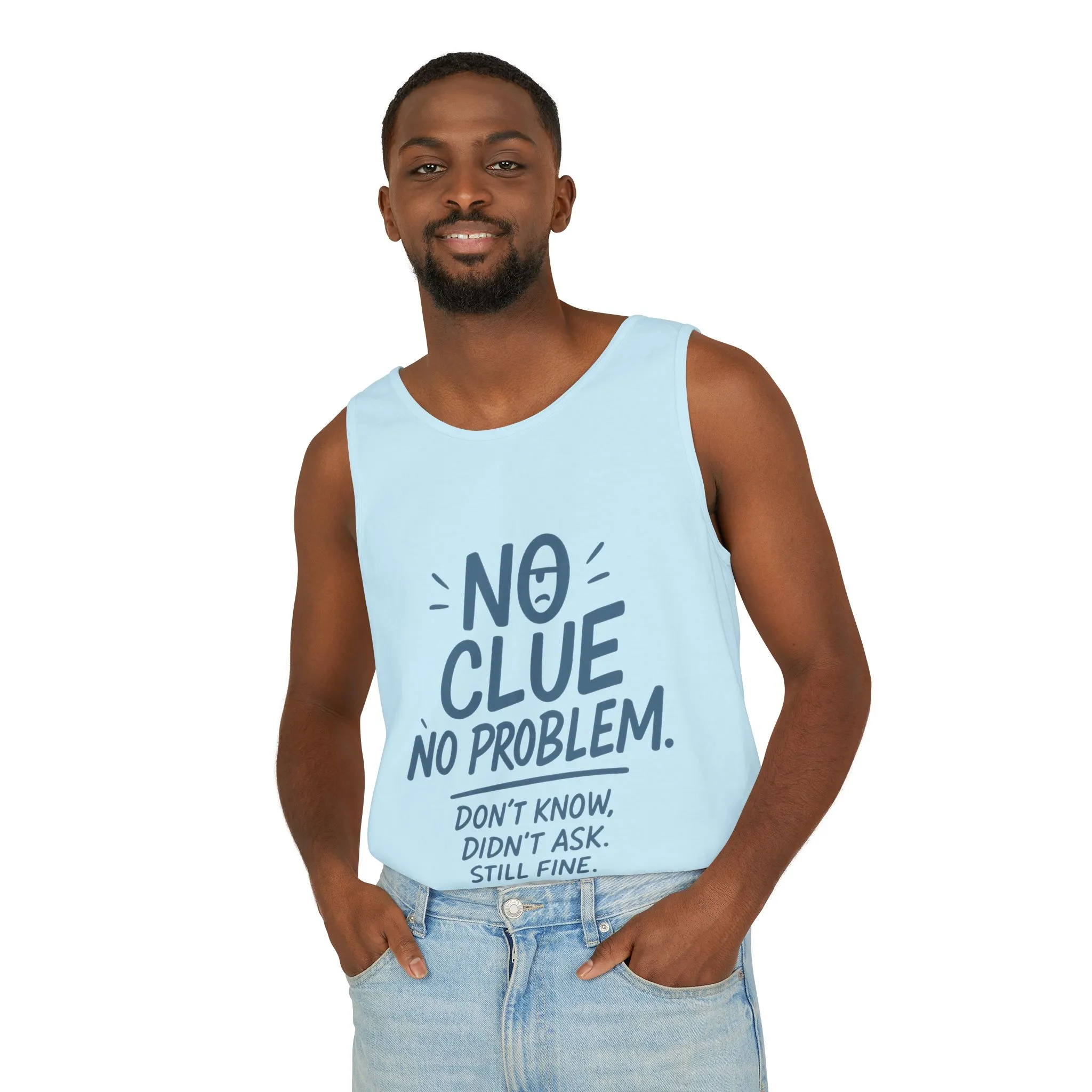 Funny No Clue Mens Tank Top, No Problem Quote, Dont Know Didnt Ask Slogan Tee, Workout Sleeveless Gym Shirt, Relaxed Fit Gift for Him - Image 36