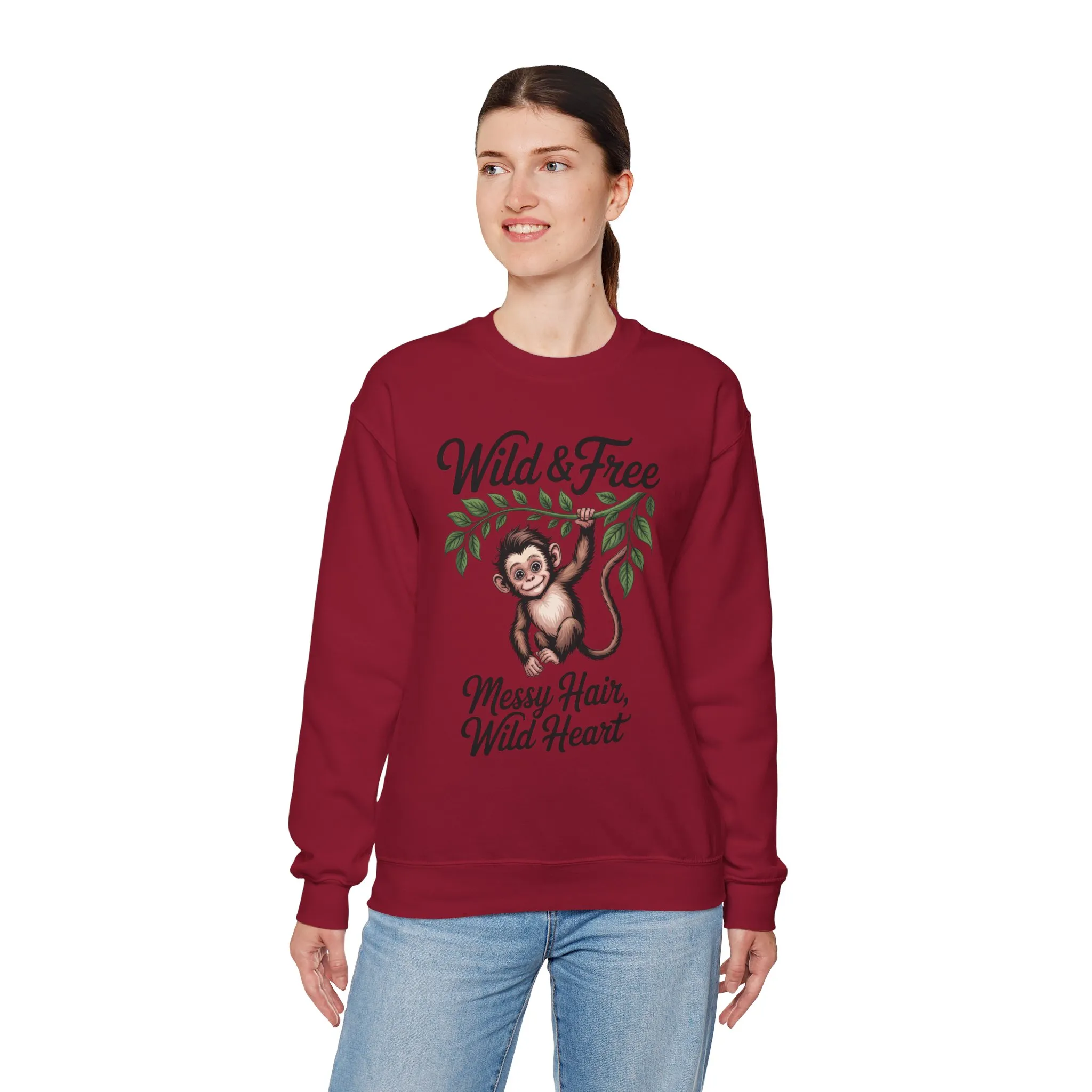 Wild & Free Monkey Sweatshirt, Messy Hair Wild Heart Womens Pullover, Cute Jungle Animal Sweater, Boho Adventure Graphic, Nature Lover Gift - Image 27