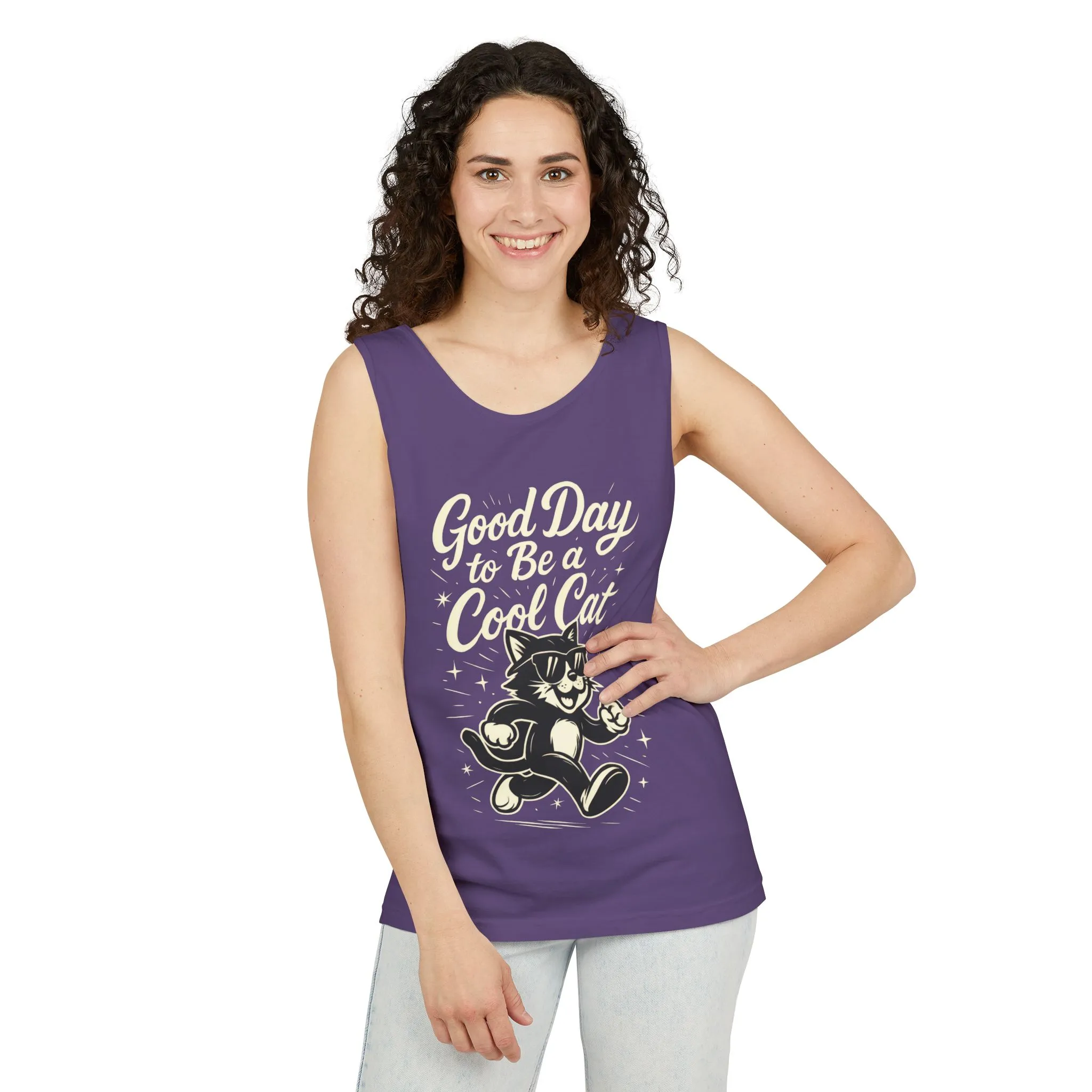 Cool Cat Womens Tank Top - Good Day to Be a Cool Cat Retro Kitty Sleeveless Shirt - Funny Summer Top, Gift for Cat Lovers - Image 16