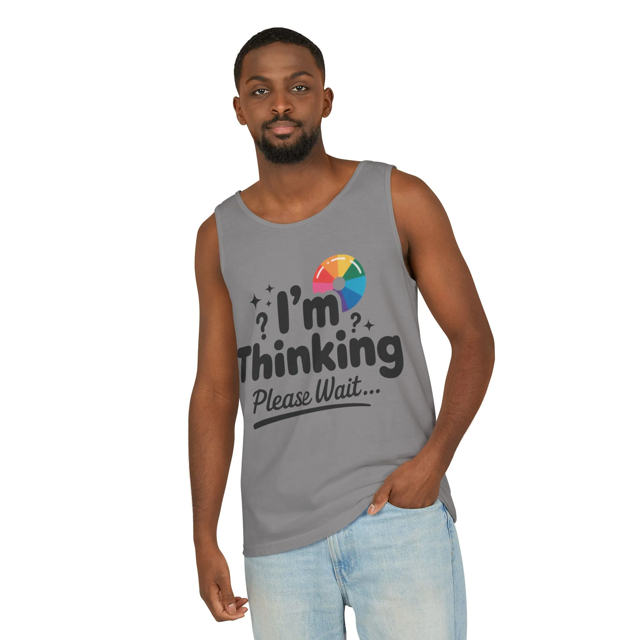 Funny - Im Thinking Please Wait - Mens Tank Top, Cute Geeky Gift for Introverts, Programmers, Designers, Fun Humor Shirt, Gift for Adults - Image 24