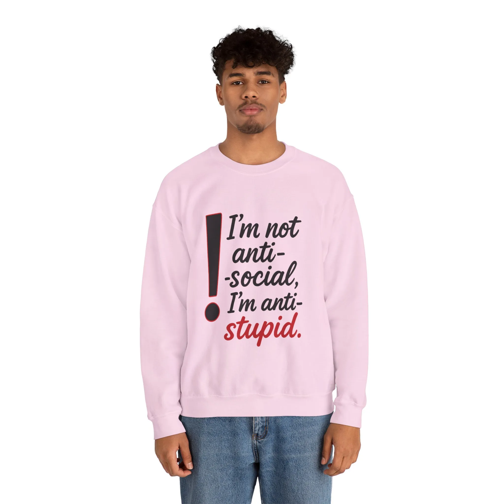Anti-Stupid Sweatshirt, Funny Unisex Crewneck, Snarky Anti-Social Unisex Crewneck, Gift for Friends, Perfect for Everyday Wear - Image 24