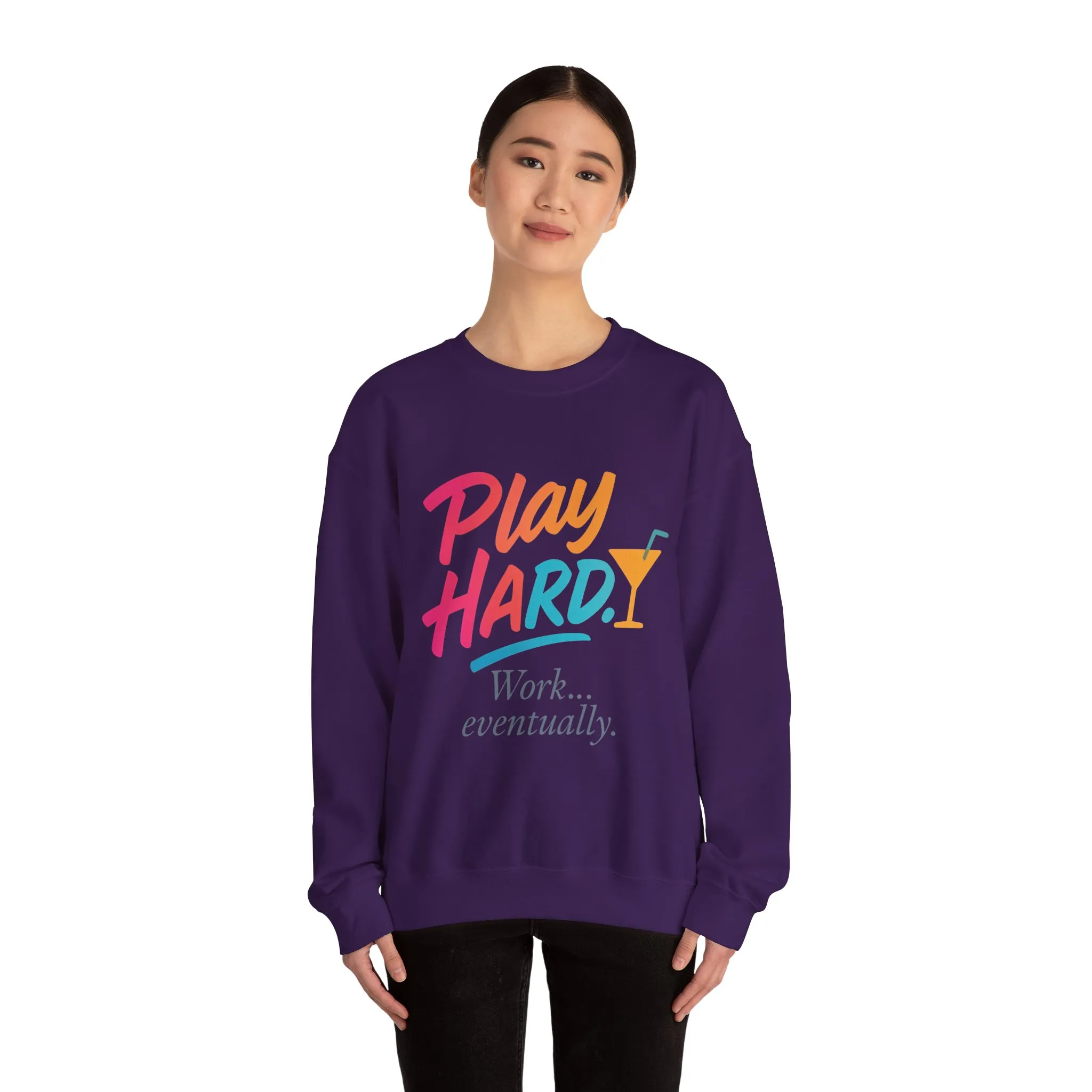 Play Hard Work Eventually Sweatshirt, Funny Cocktail Graphic Tee, Womens Party Sweatshirt, Relaxed Vacation Top, Cozy Style - Image 20
