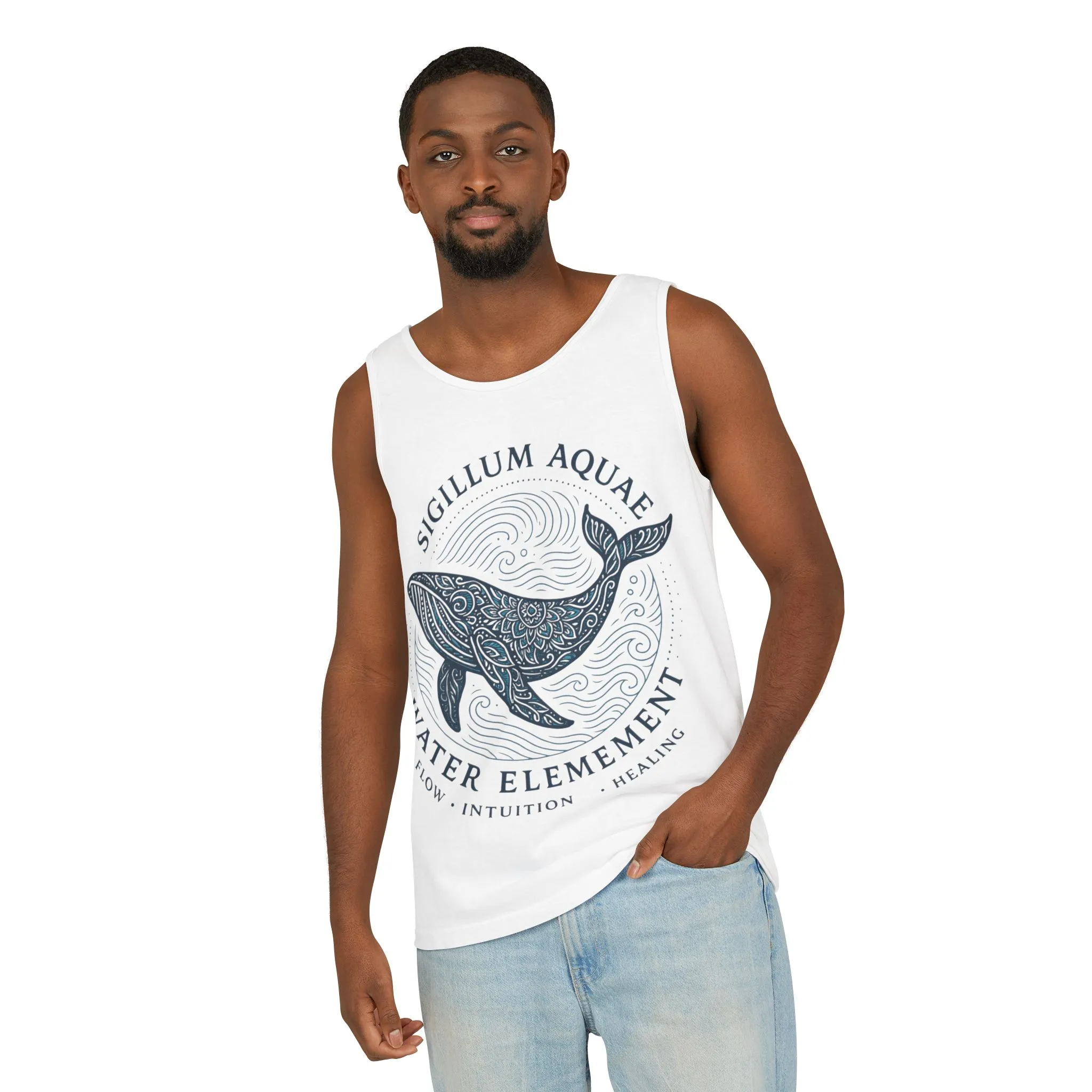 Water Element Whale Tank Top, Sigillum Aquae Symbol, Spiritual Ocean Totem Tee, Nature Energy Tee, Beachwear, Mindfulness Fashion - Image 6