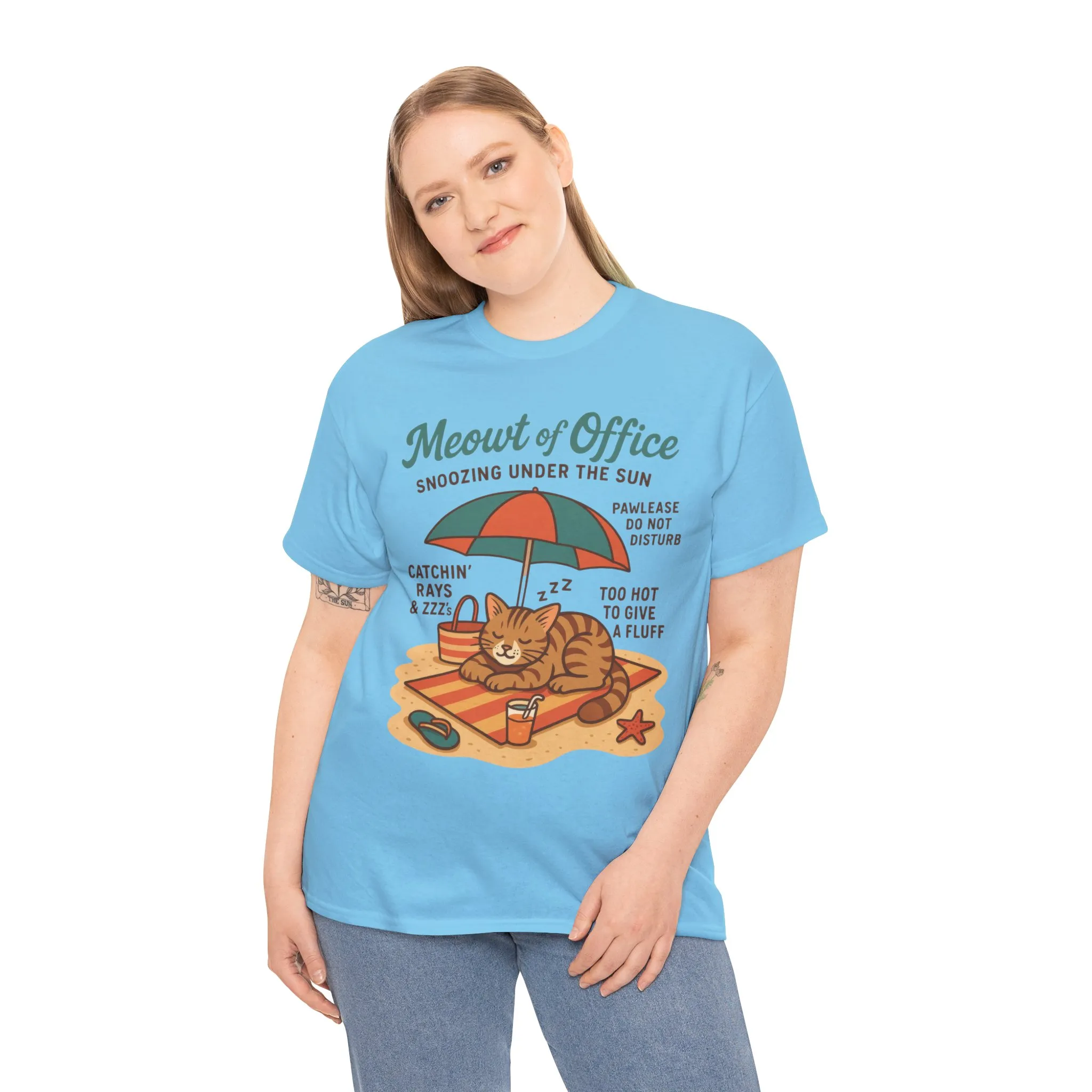 Cat Shirt, Cute Beach Cat Womens T-Shirt, Funny Summer Vacation Tee, Lazy Cat Humor Gift, Cat Lover T-Shirt, Vacation Humor Tee - Image 21