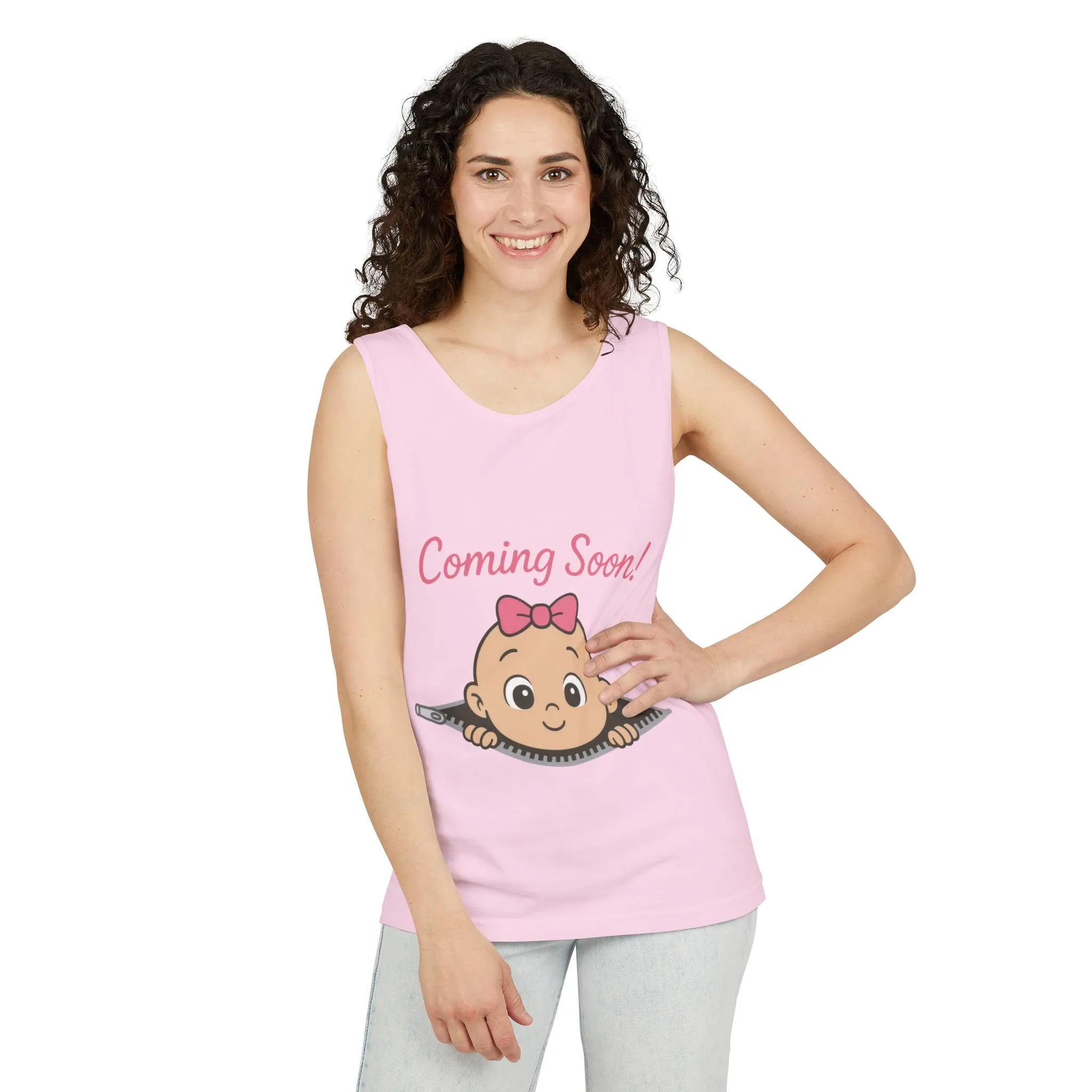 Coming Soon Maternity Tank Top, Cute Baby Girl Pregnancy Announcement Shirt, Expecting Mom Gift, Gender Reveal Tee, Baby Shower Gift - Image 18