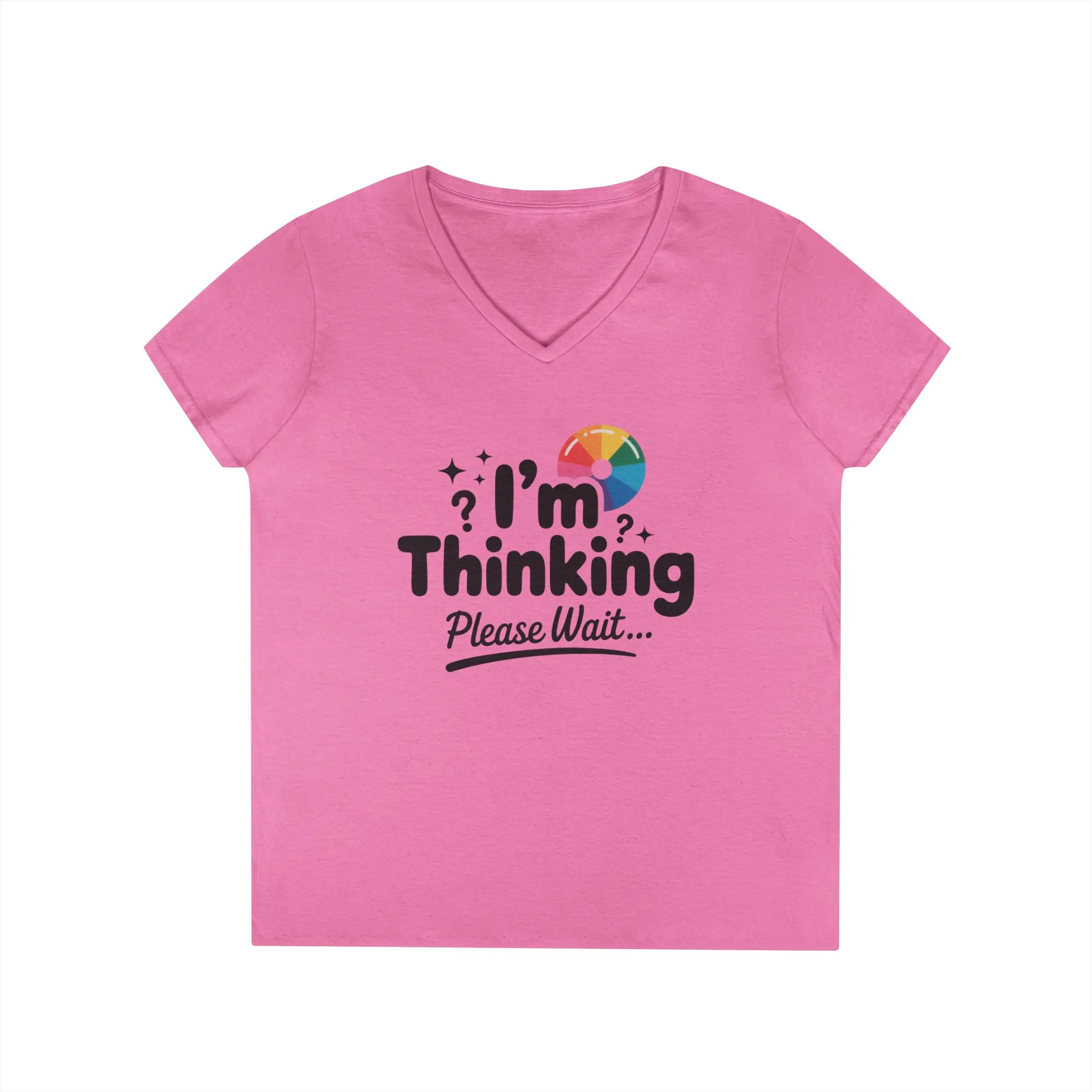Funny - Im Thinking Please Wait - V-Neck T-Shirt for Women, Cute Geeky Gift for Introverts, Programmers, Designers, Fun Humor Shirt - Image 19
